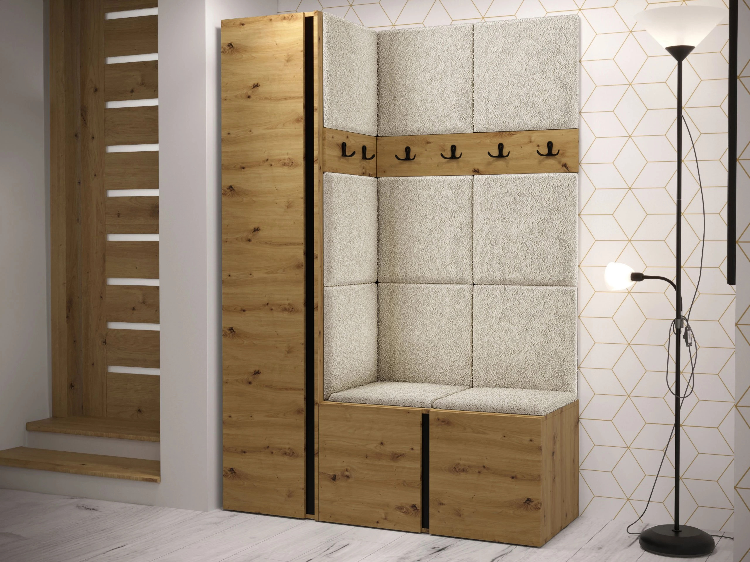 Set arredo da corridoio Pinis IX (Rovere Artisan)