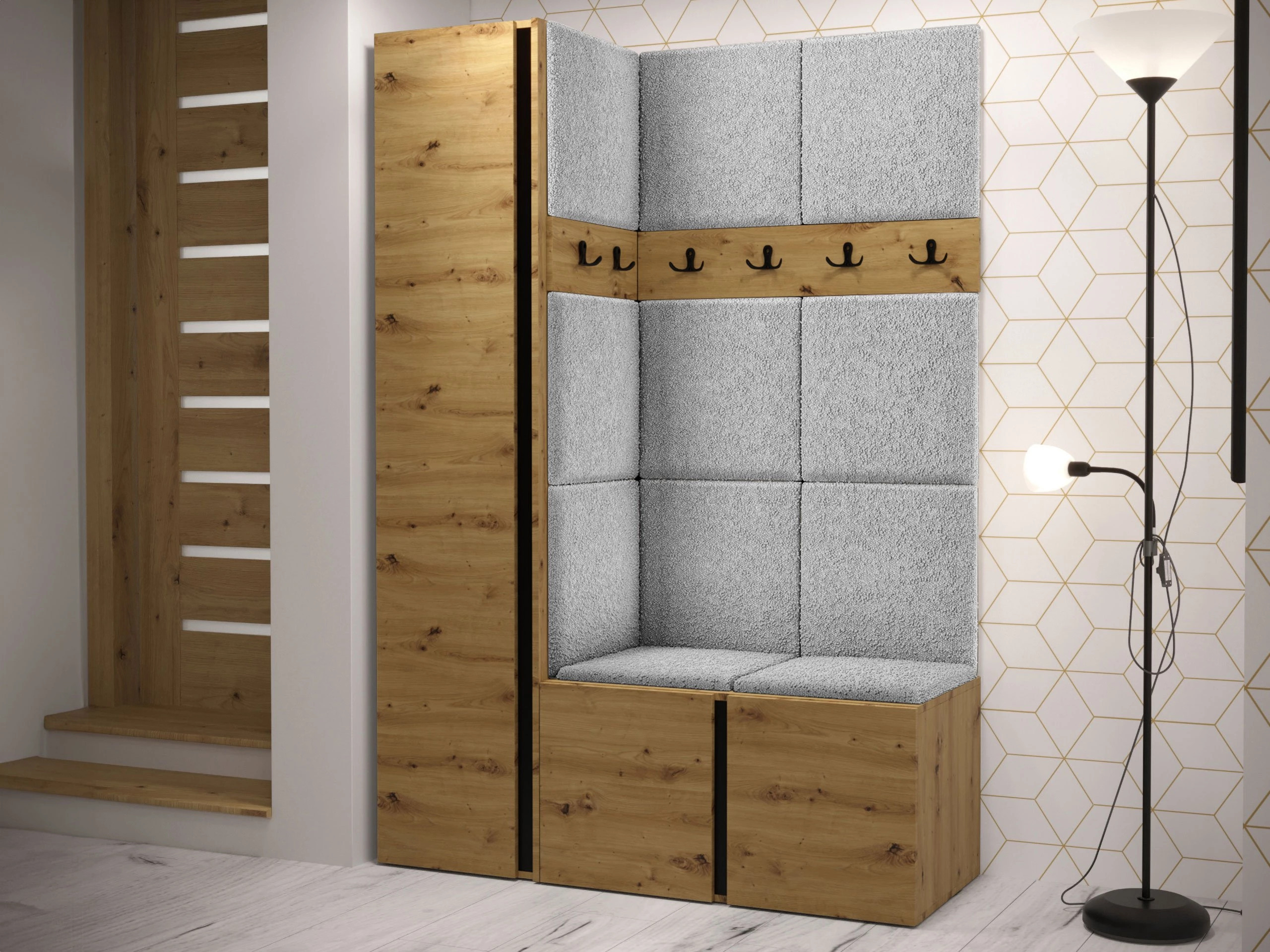 Set arredo da corridoio Pinis IX (Rovere Artisan)