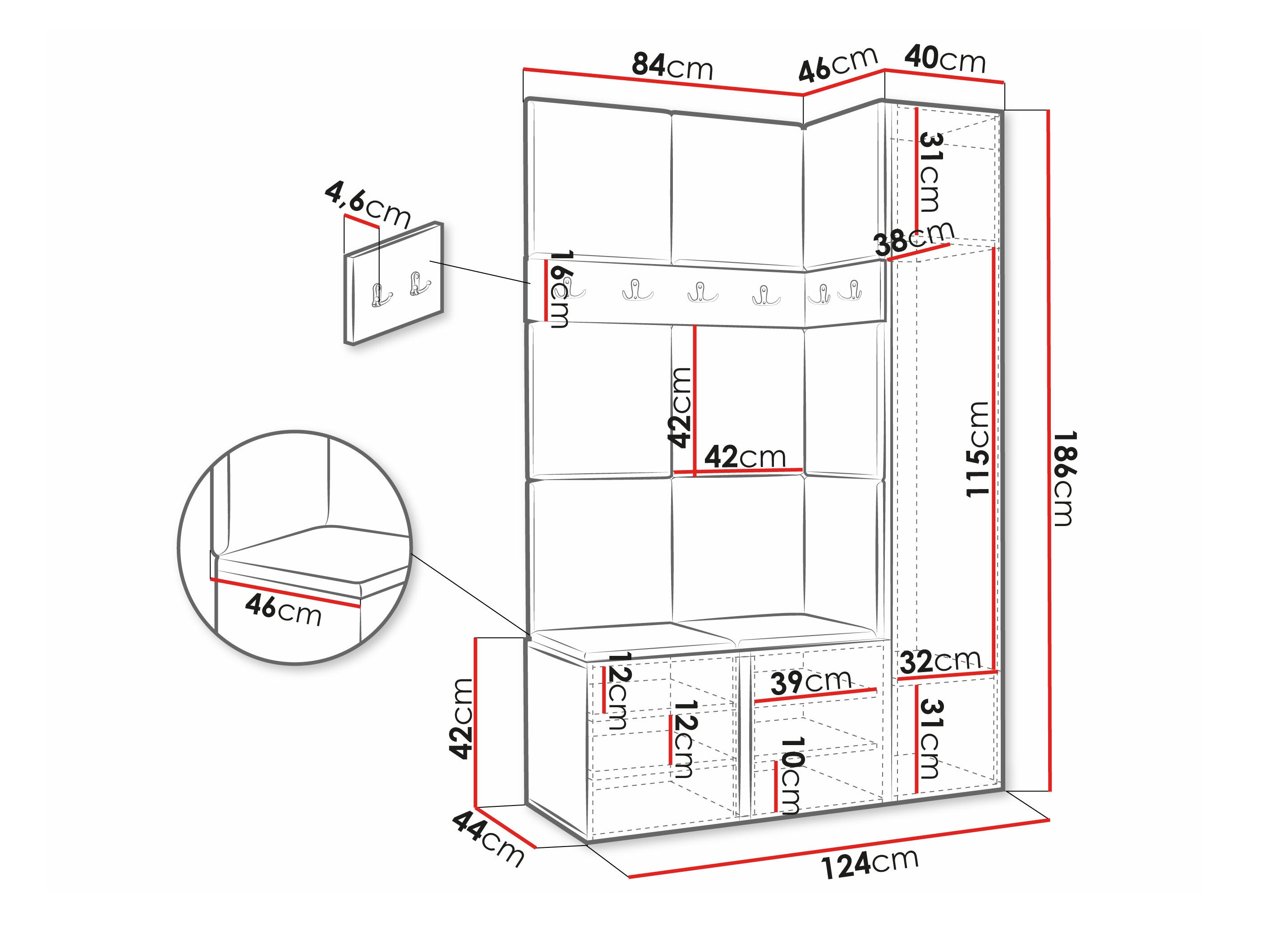 Set arredo da corridoio Hartford 277 (Bianco)