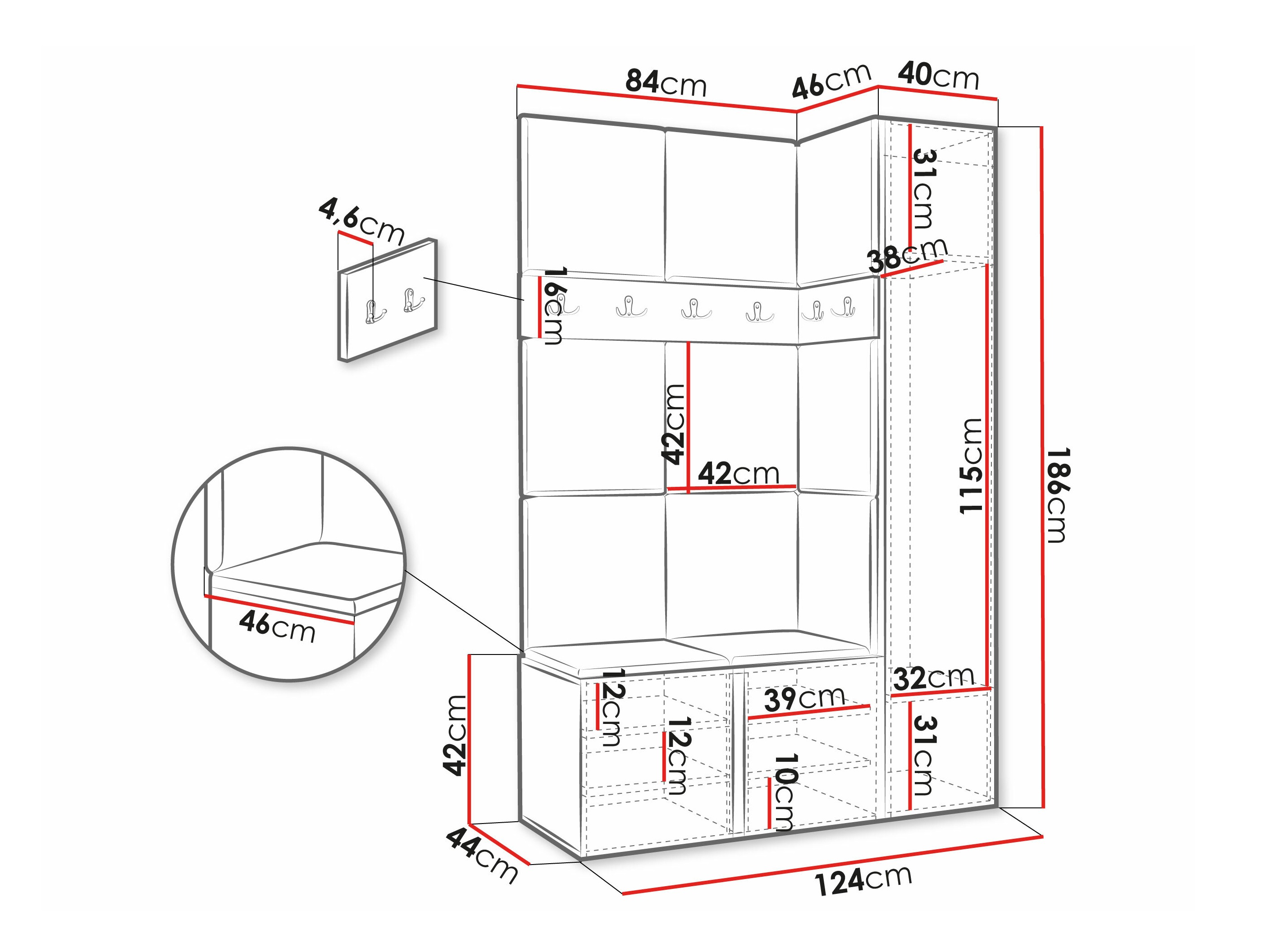 Set arredo da corridoio Hartford 277 (Bianco)