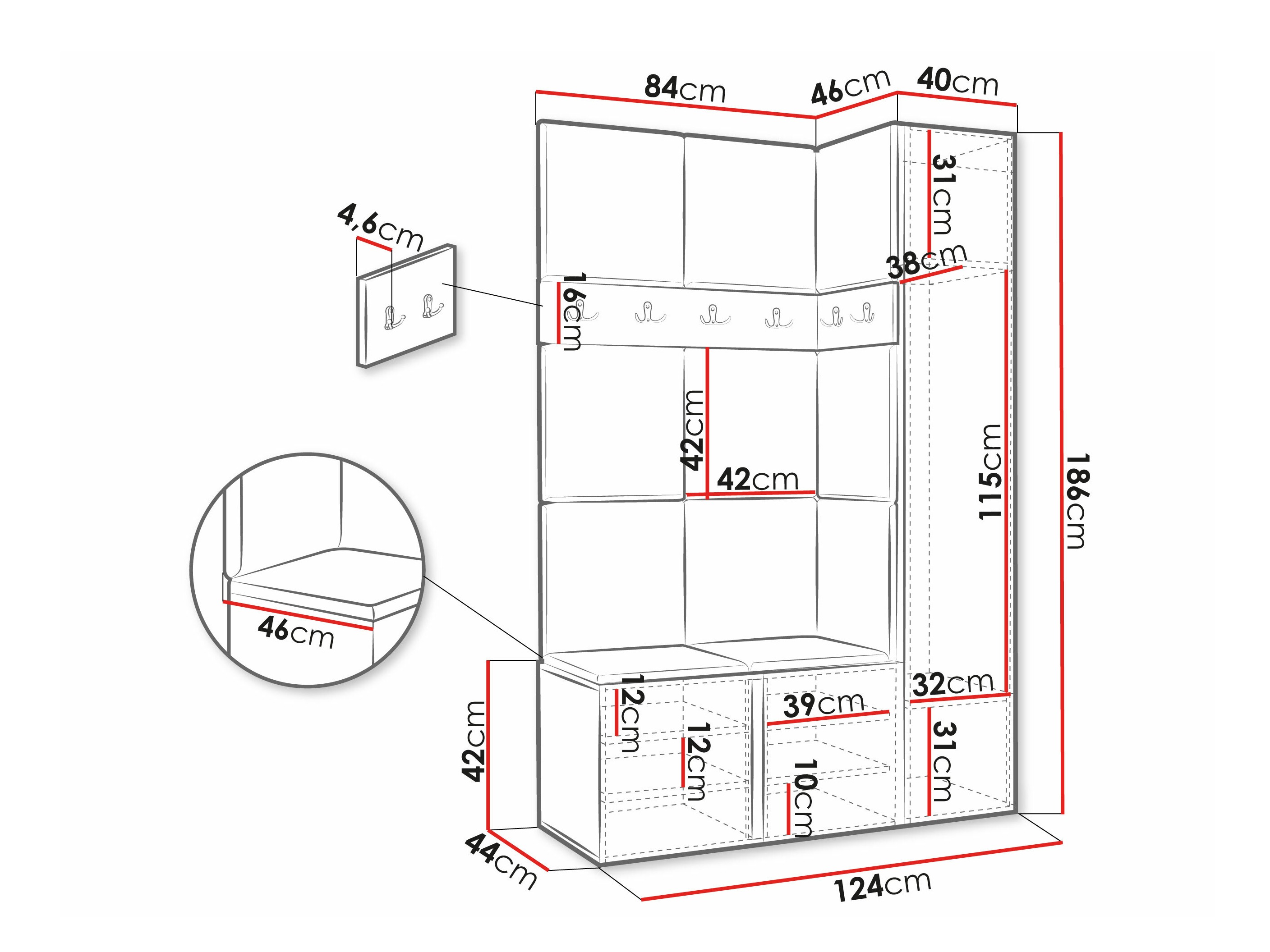 Set arredo da corridoio Hartford 277 (Bianco)