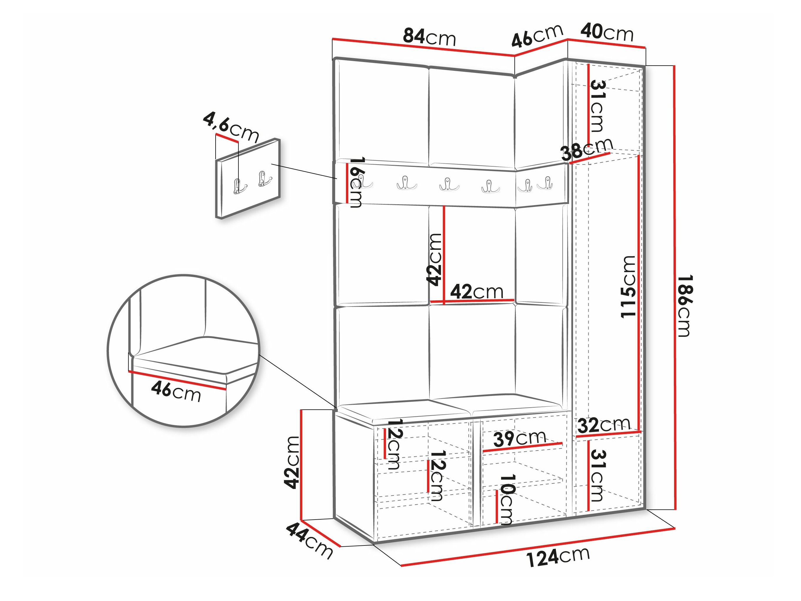 Set arredo da corridoio Hartford 277 (Bianco)