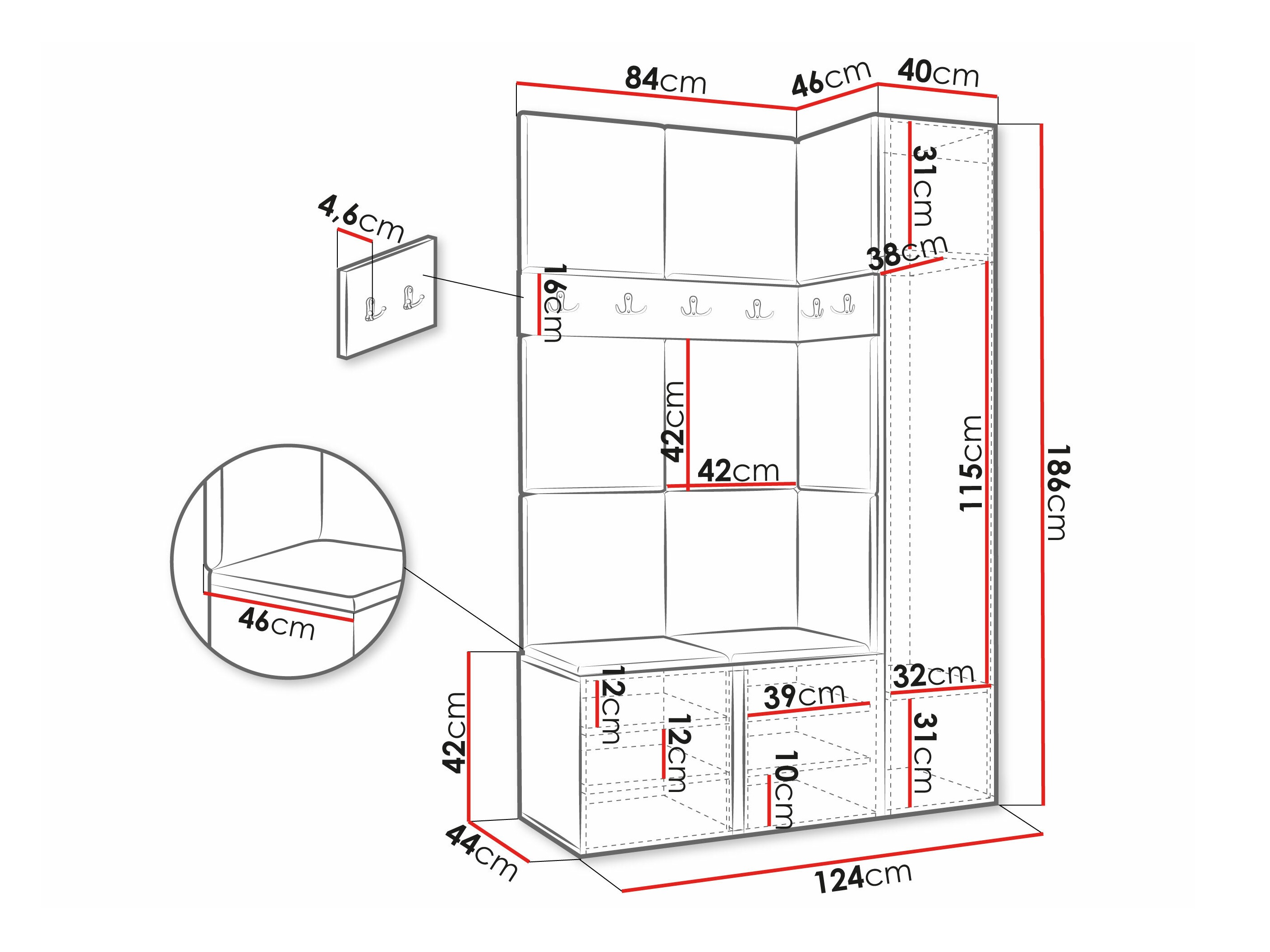 Set arredo da corridoio Hartford 277 (Eco pelle Soft 017)