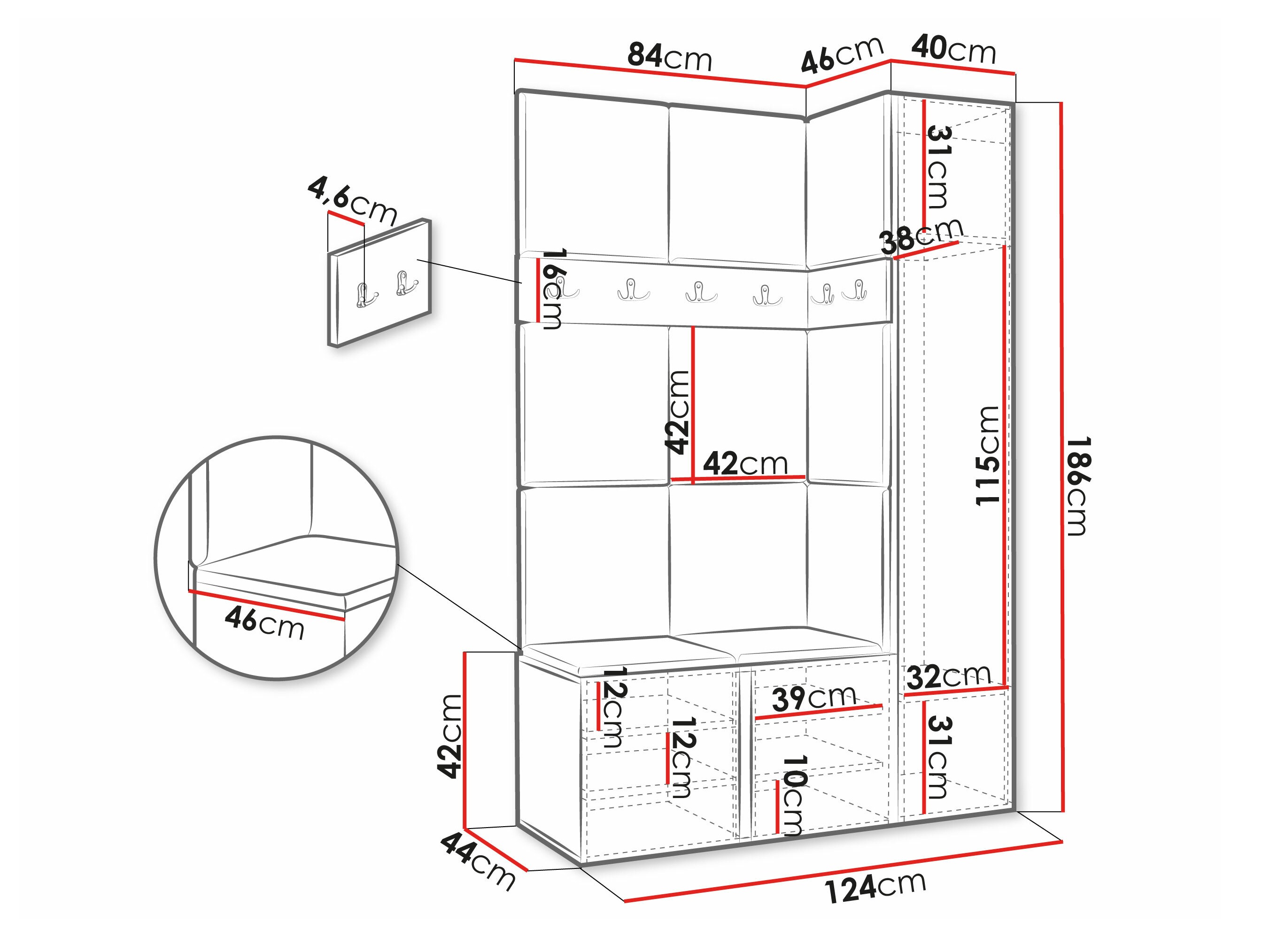 Set arredo da corridoio Hartford 277 (Eco pelle Soft 017)