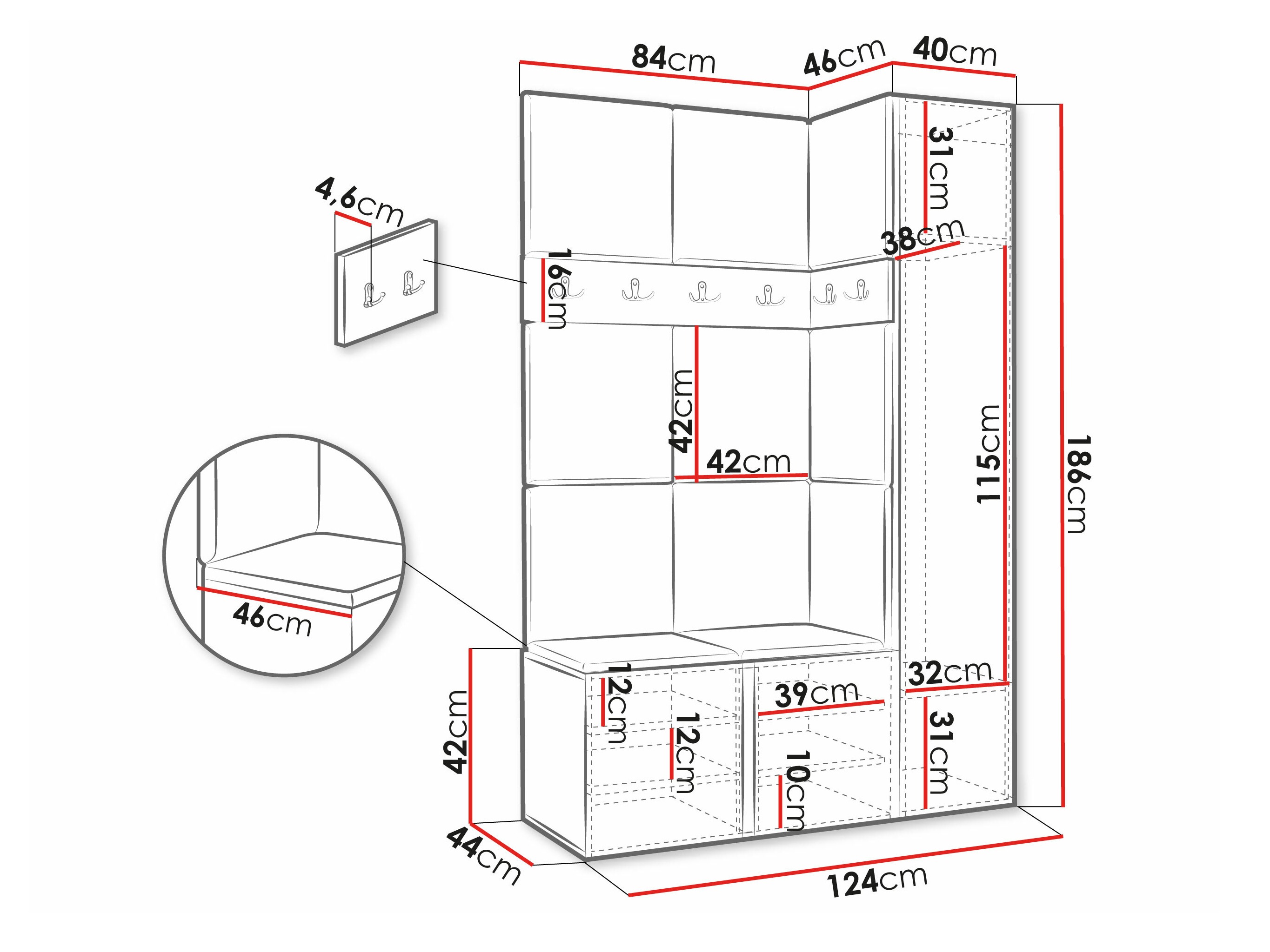 Set arredo da corridoio Hartford 277 (Grafite)