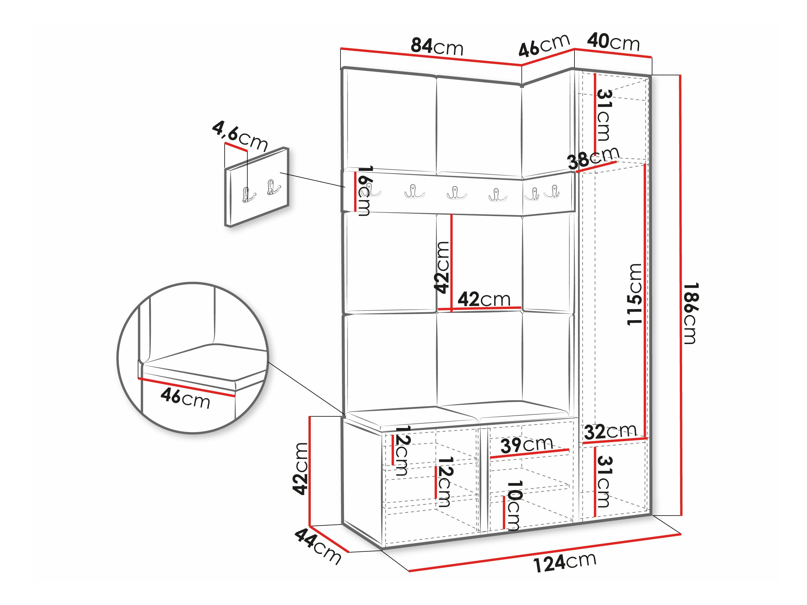 Set arredo da corridoio Hartford 277 (Grafite)