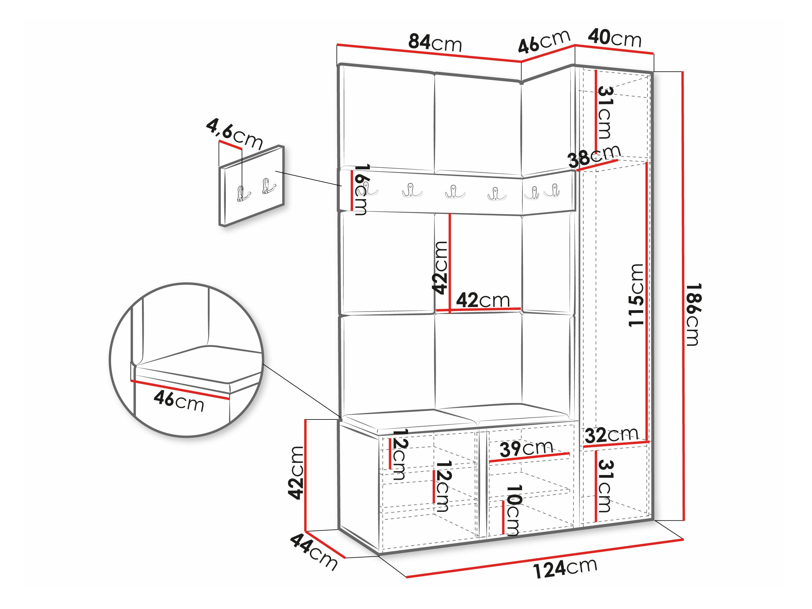 Set arredo da corridoio Hartford 277 (Grafite)