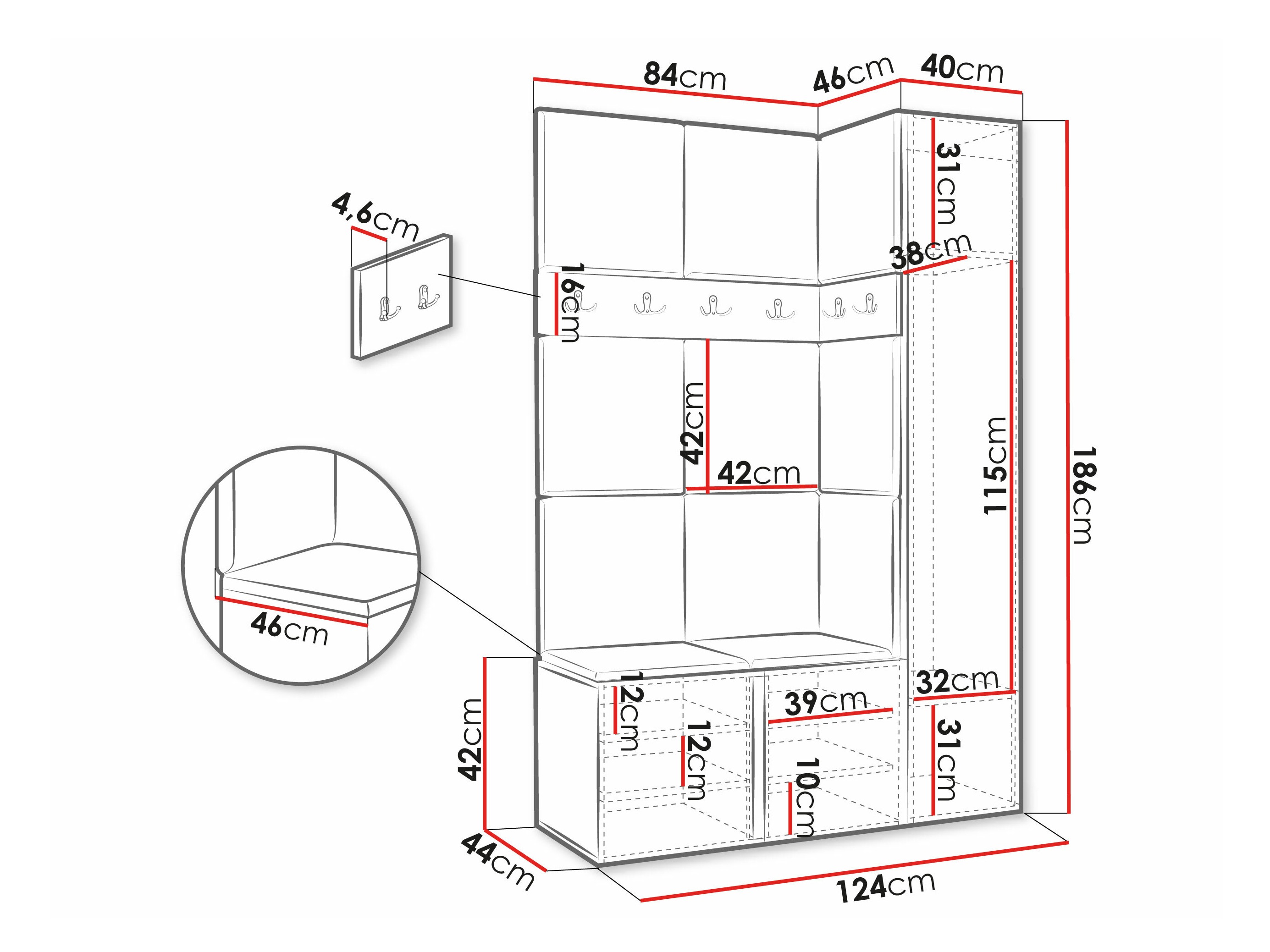 Set arredo da corridoio Hartford 277 (Grafite)