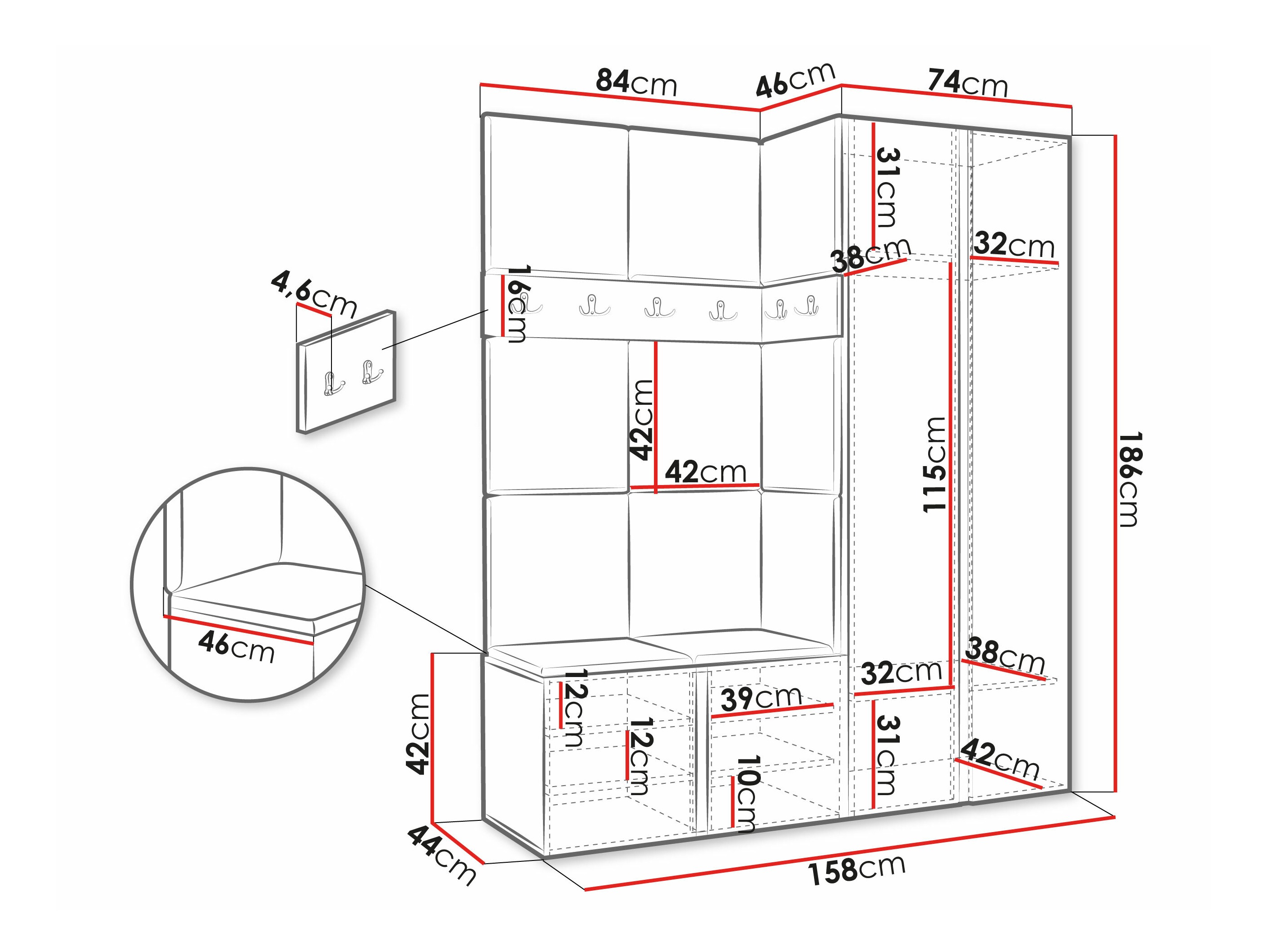Set arredo da corridoio Pinis X (Bianco)