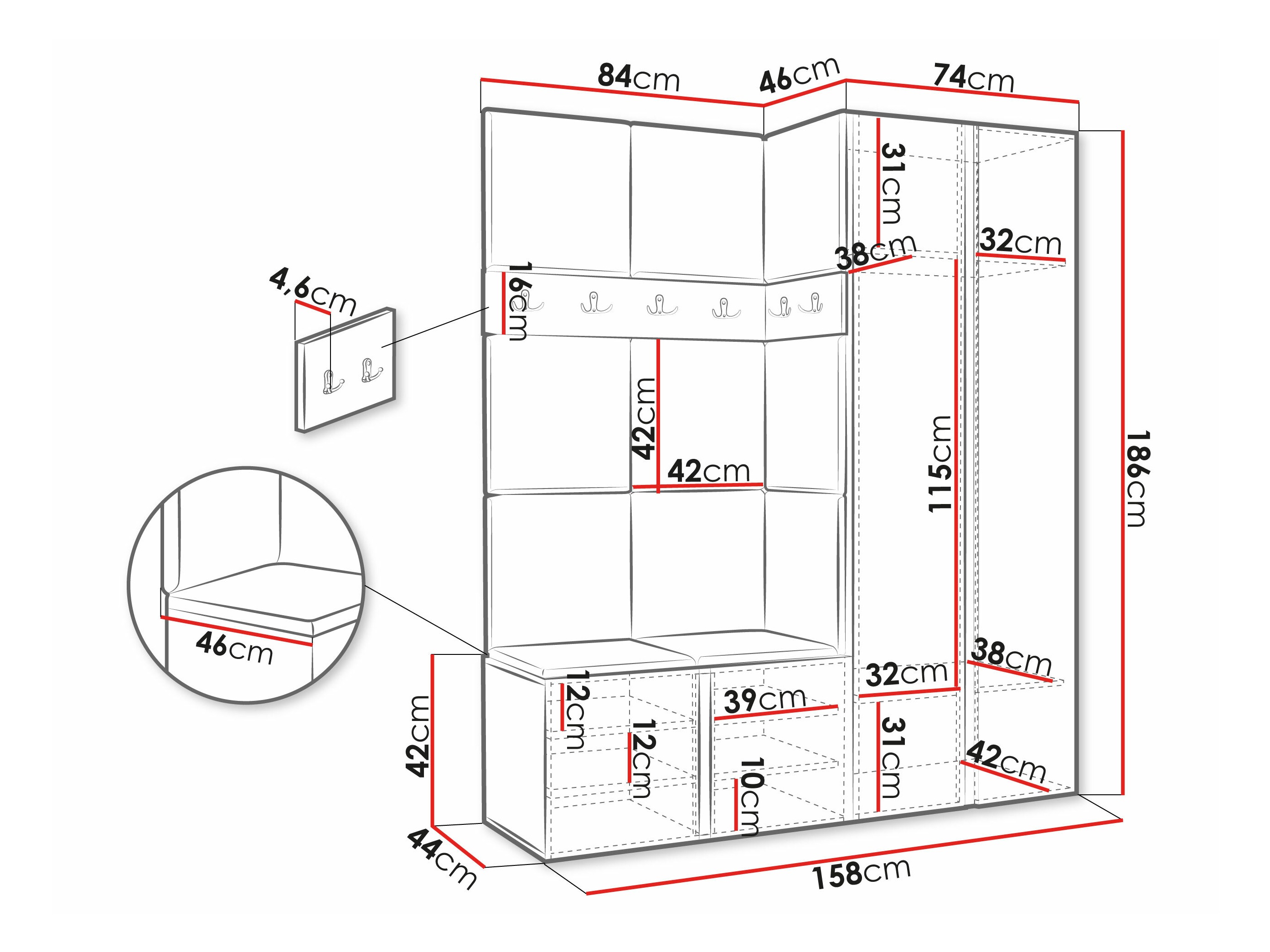 Set arredo da corridoio Pinis X (Bianco)