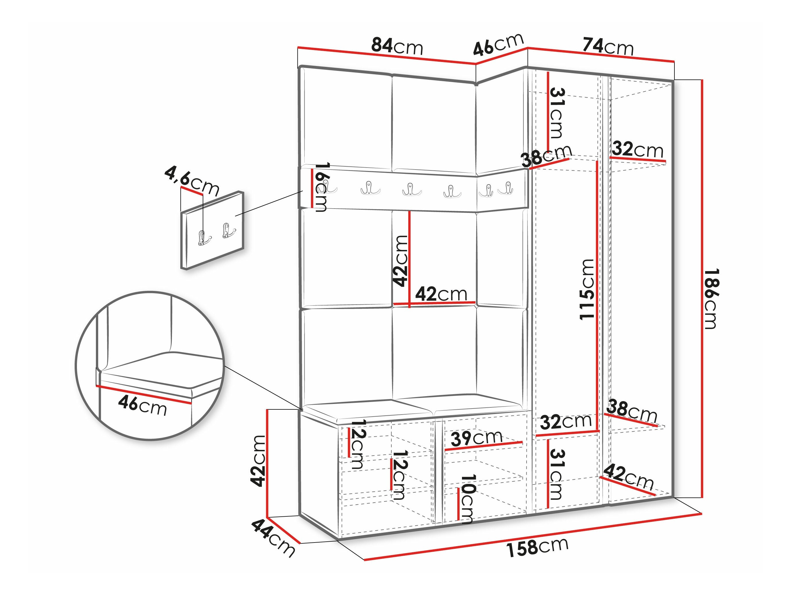 Set arredo da corridoio Pinis X (Eco pelle Soft 017)