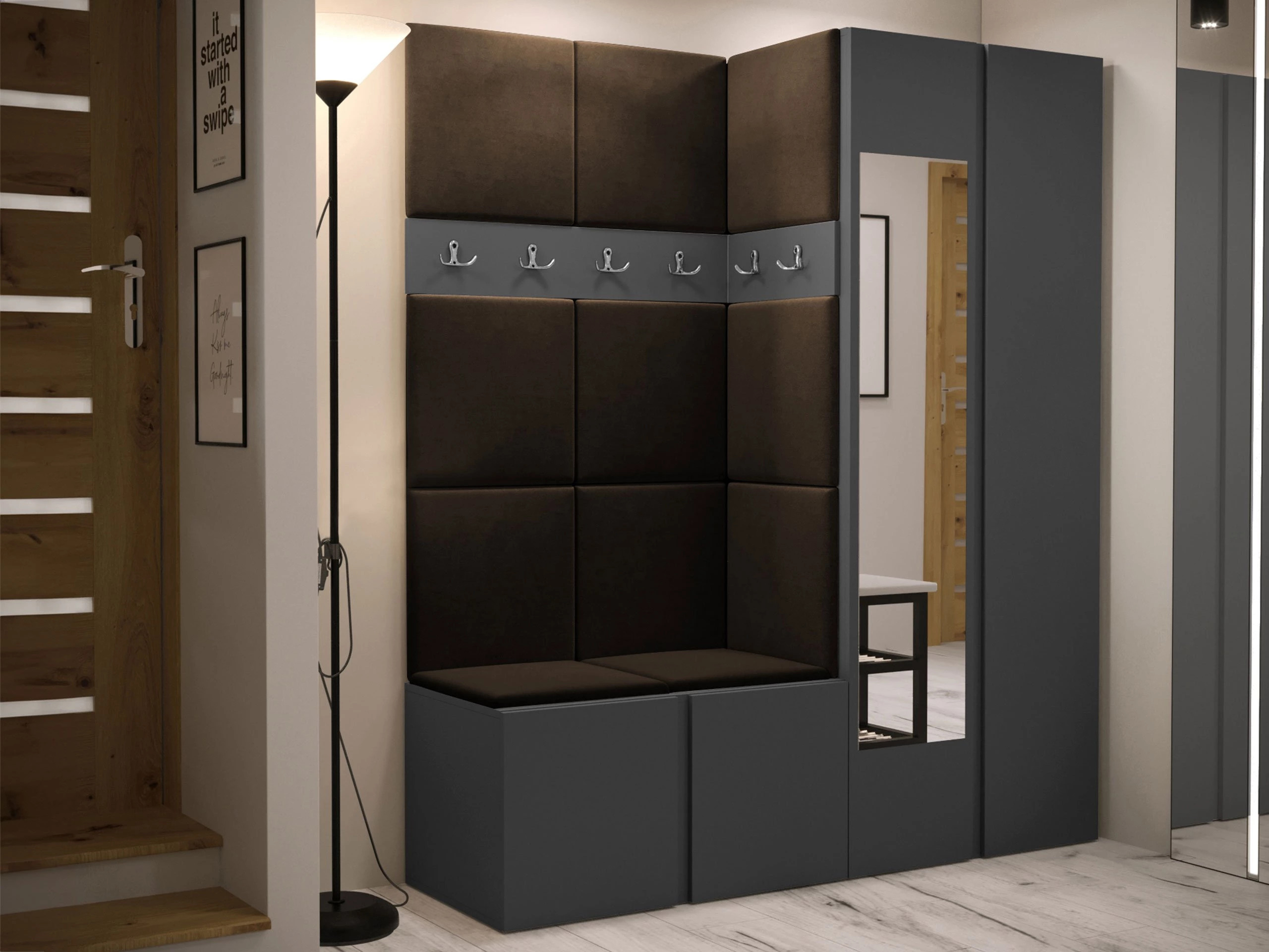 Set arredo da corridoio Pinis X (Grafite)