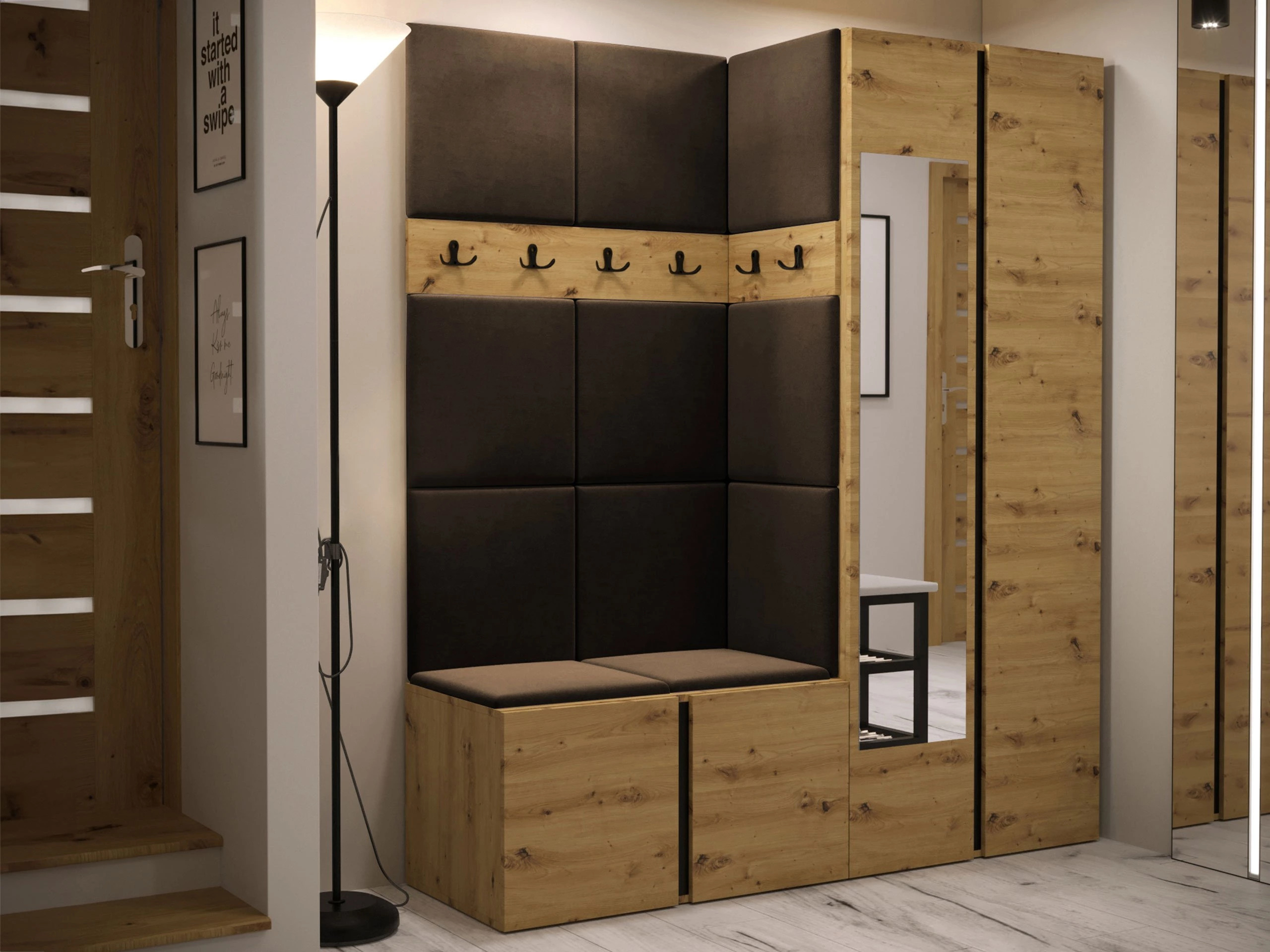Set arredo da corridoio Pinis X (Rovere Artisan)