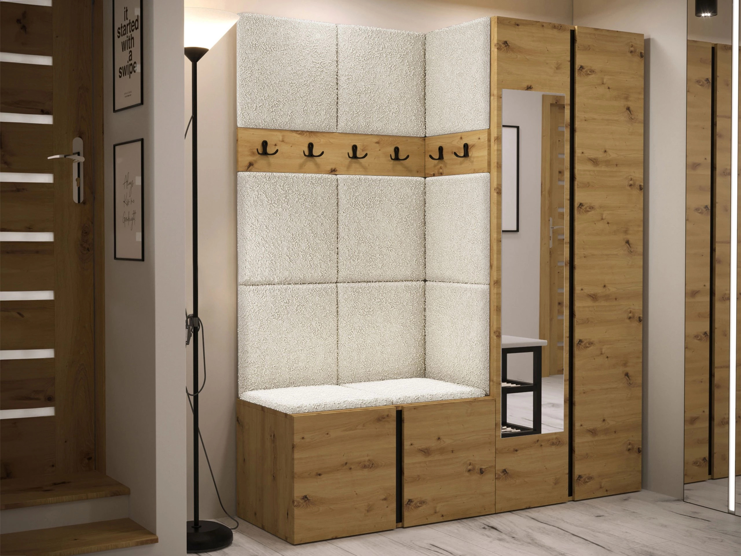 Set arredo da corridoio Pinis X (Rovere Artisan)