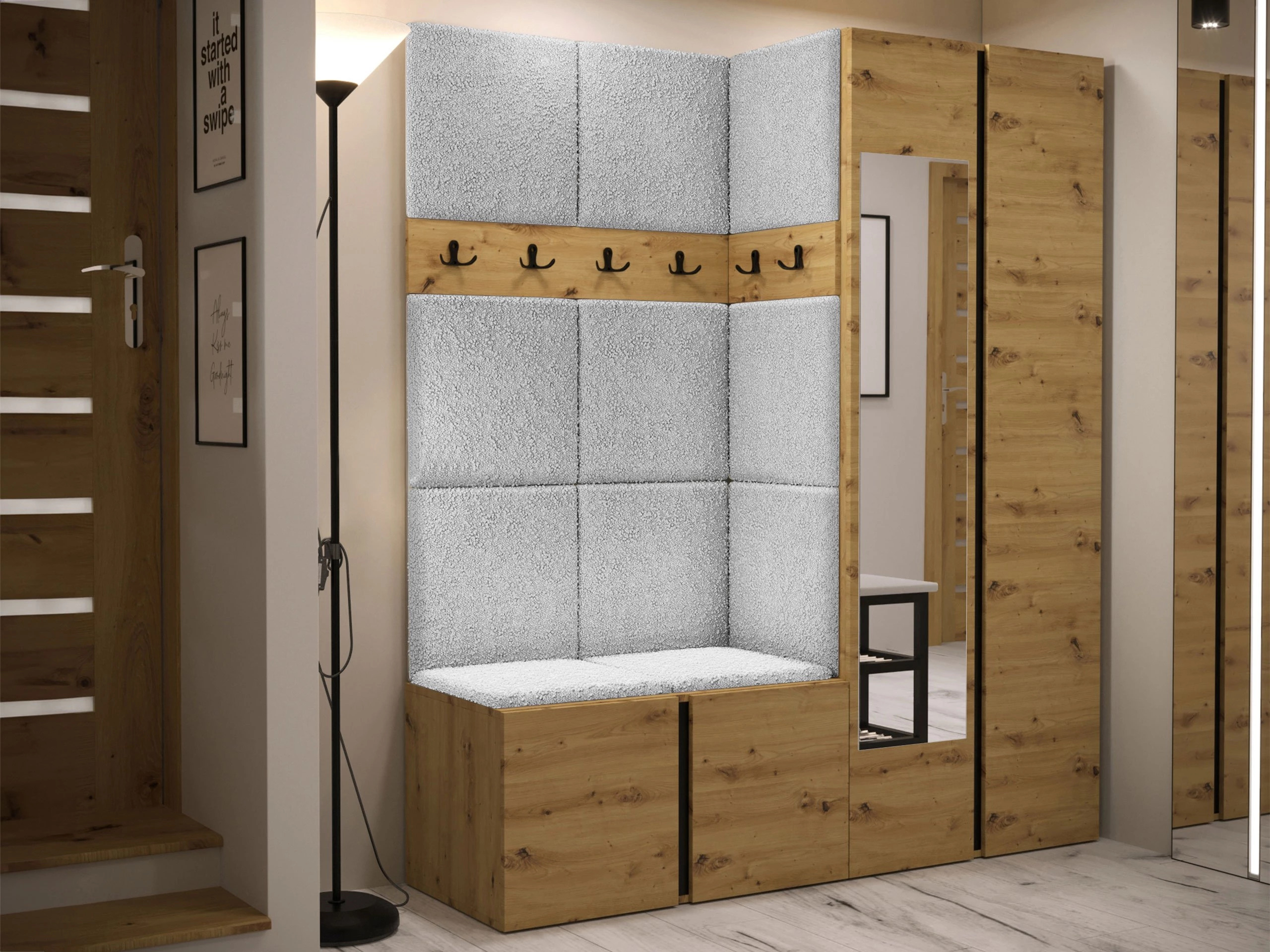 Set arredo da corridoio Pinis X (Rovere Artisan)