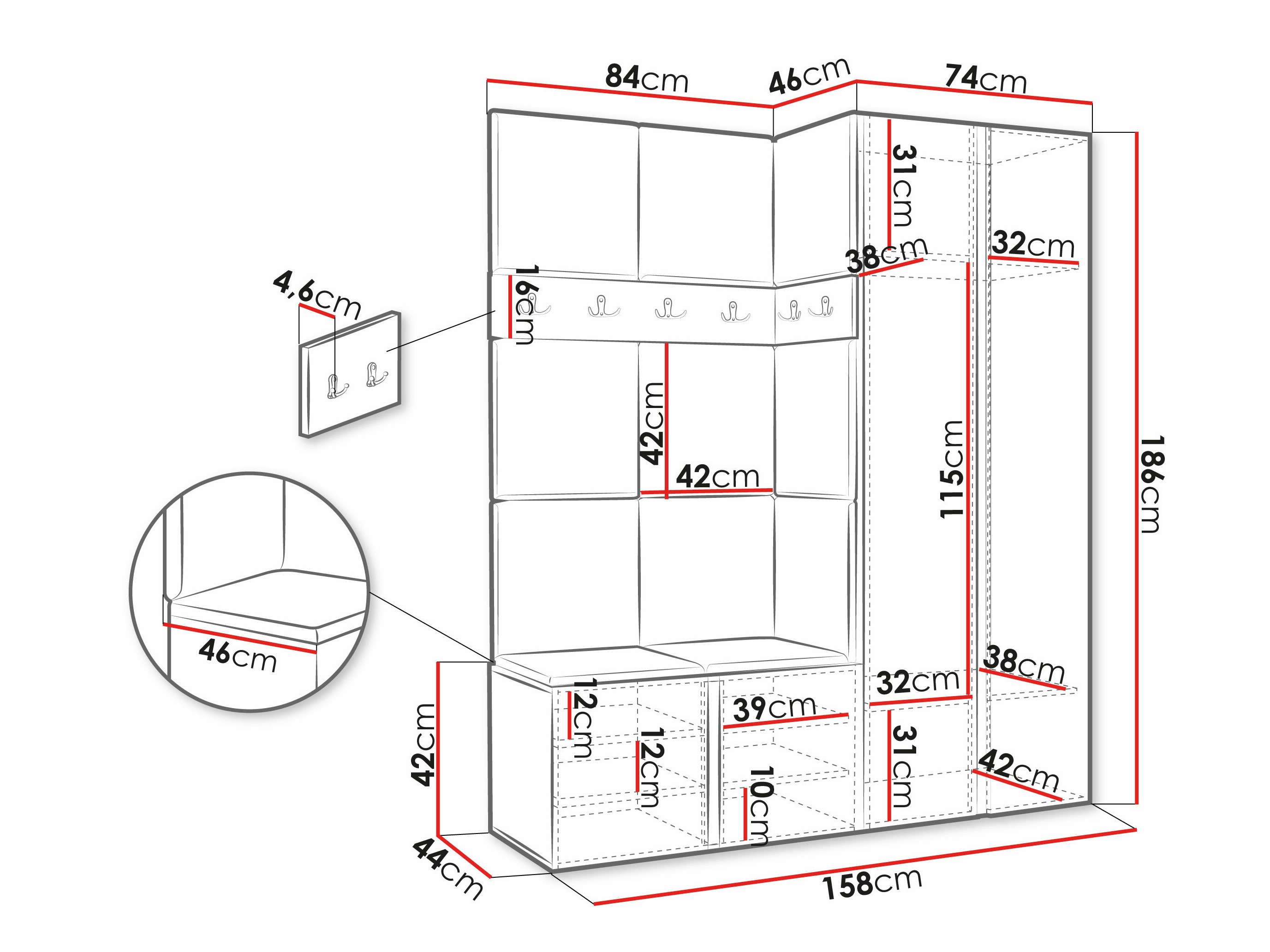 Set arredo da corridoio Pinis X (Rovere Artisan)