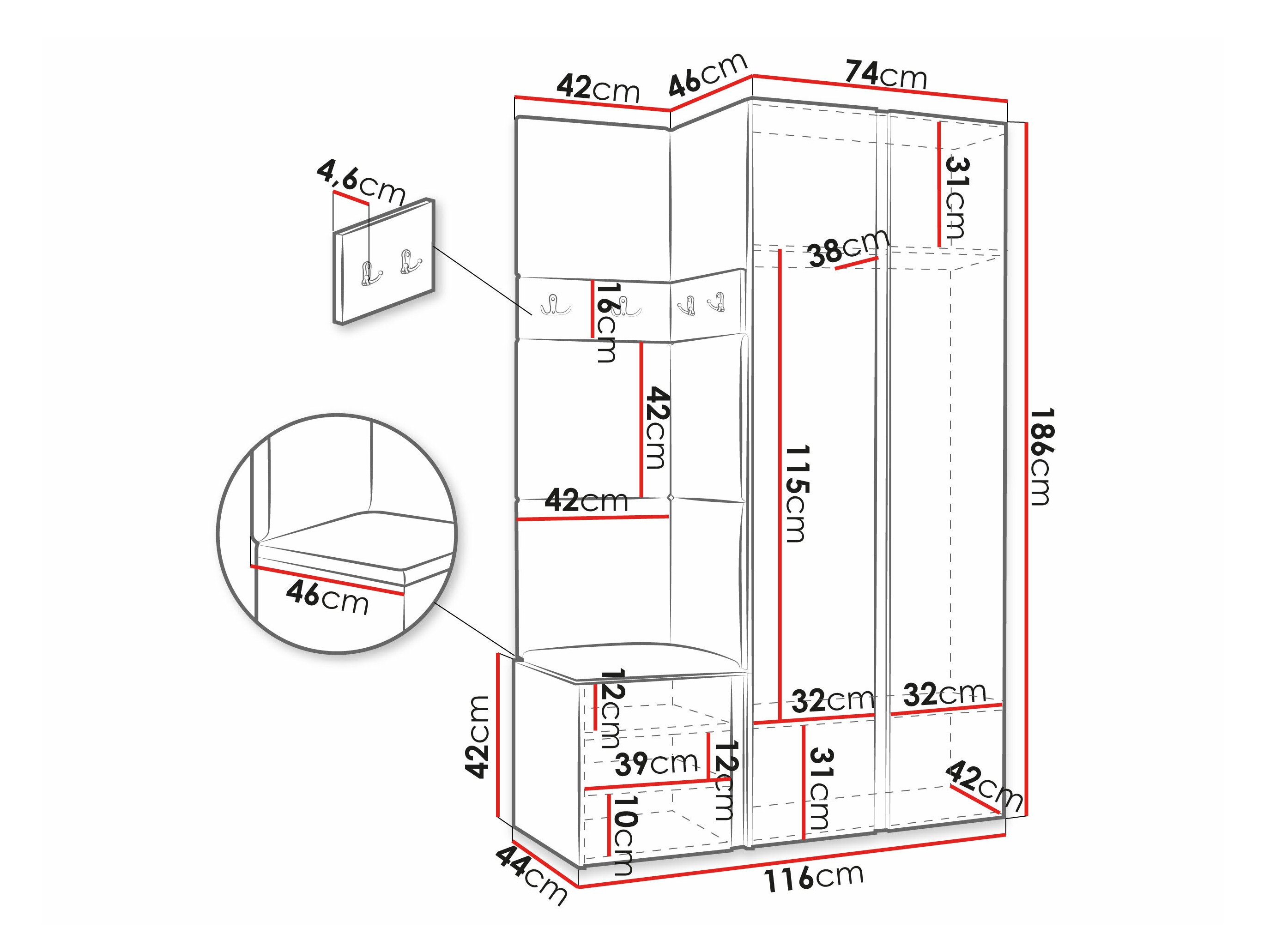 Set arredo da corridoio Pinis XXVI (Eco pelle Soft 011)