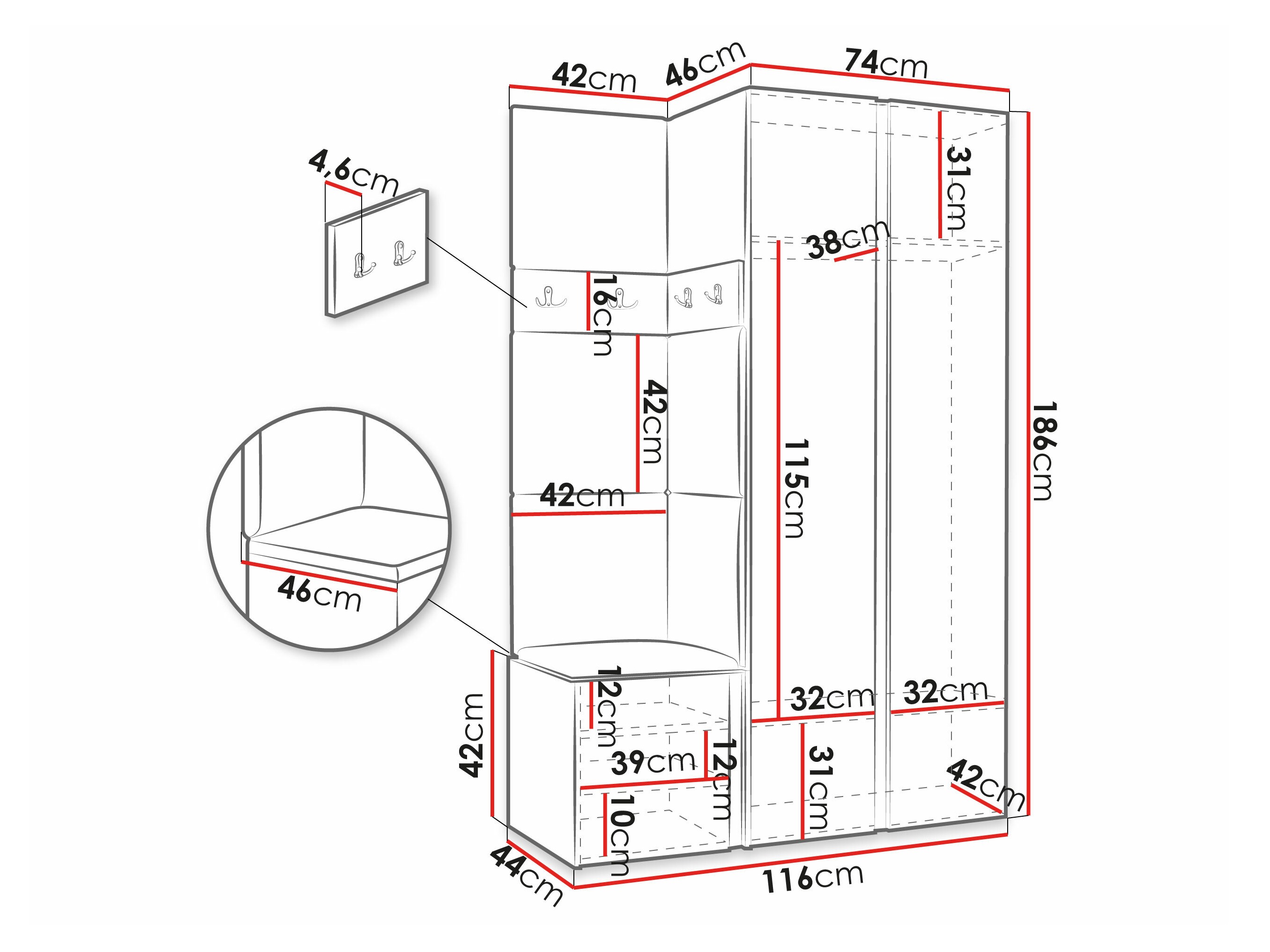 Set arredo da corridoio Pinis XXVI (Eco pelle Soft 017)