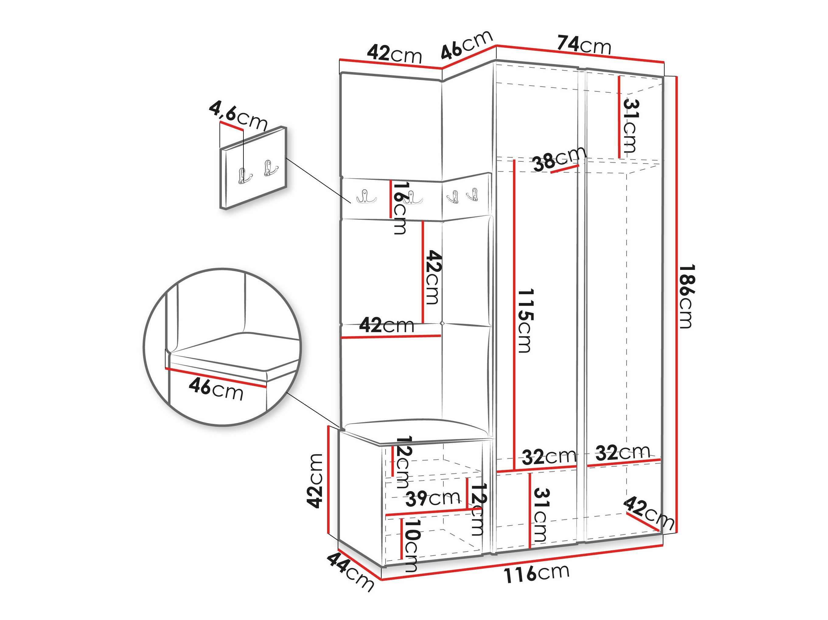Set arredo da corridoio Pinis XXVI (Eco pelle Soft 017)