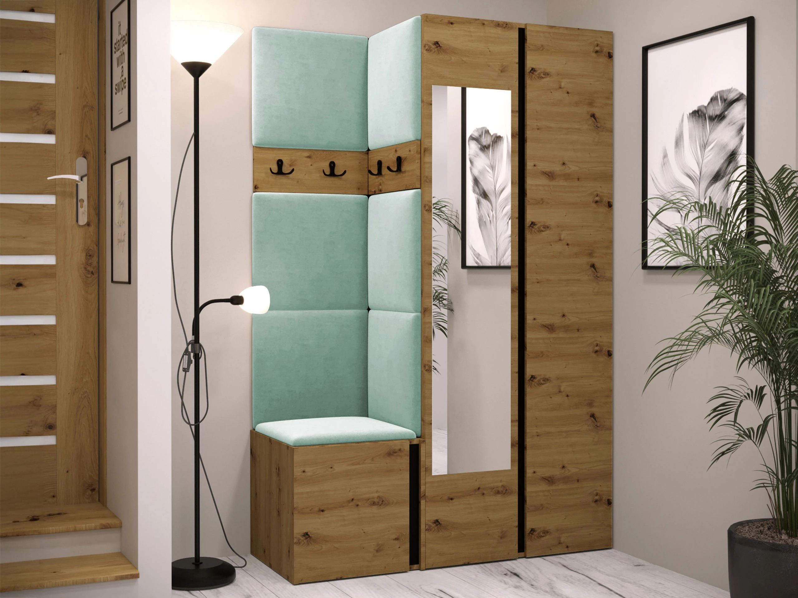 Set arredo da corridoio Pinis XXVI (Rovere Artisan + Nero)