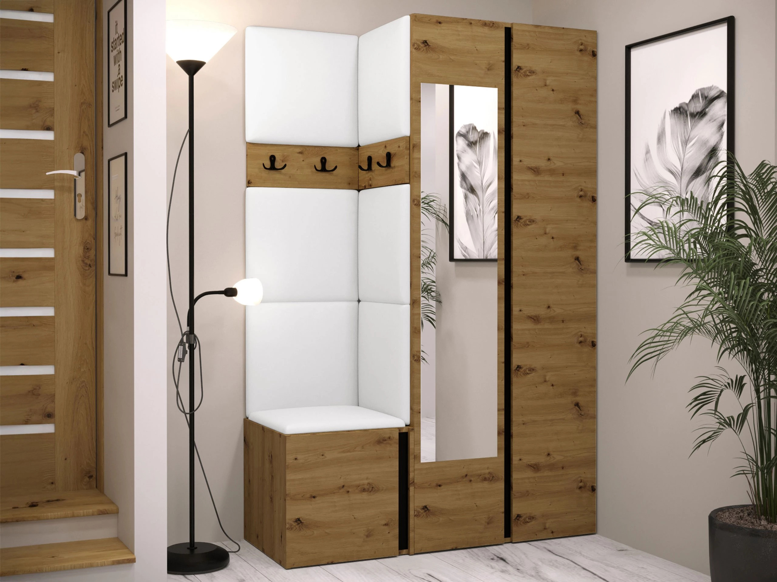 Set arredo da corridoio Pinis XXVI (Rovere Artisan + Nero)