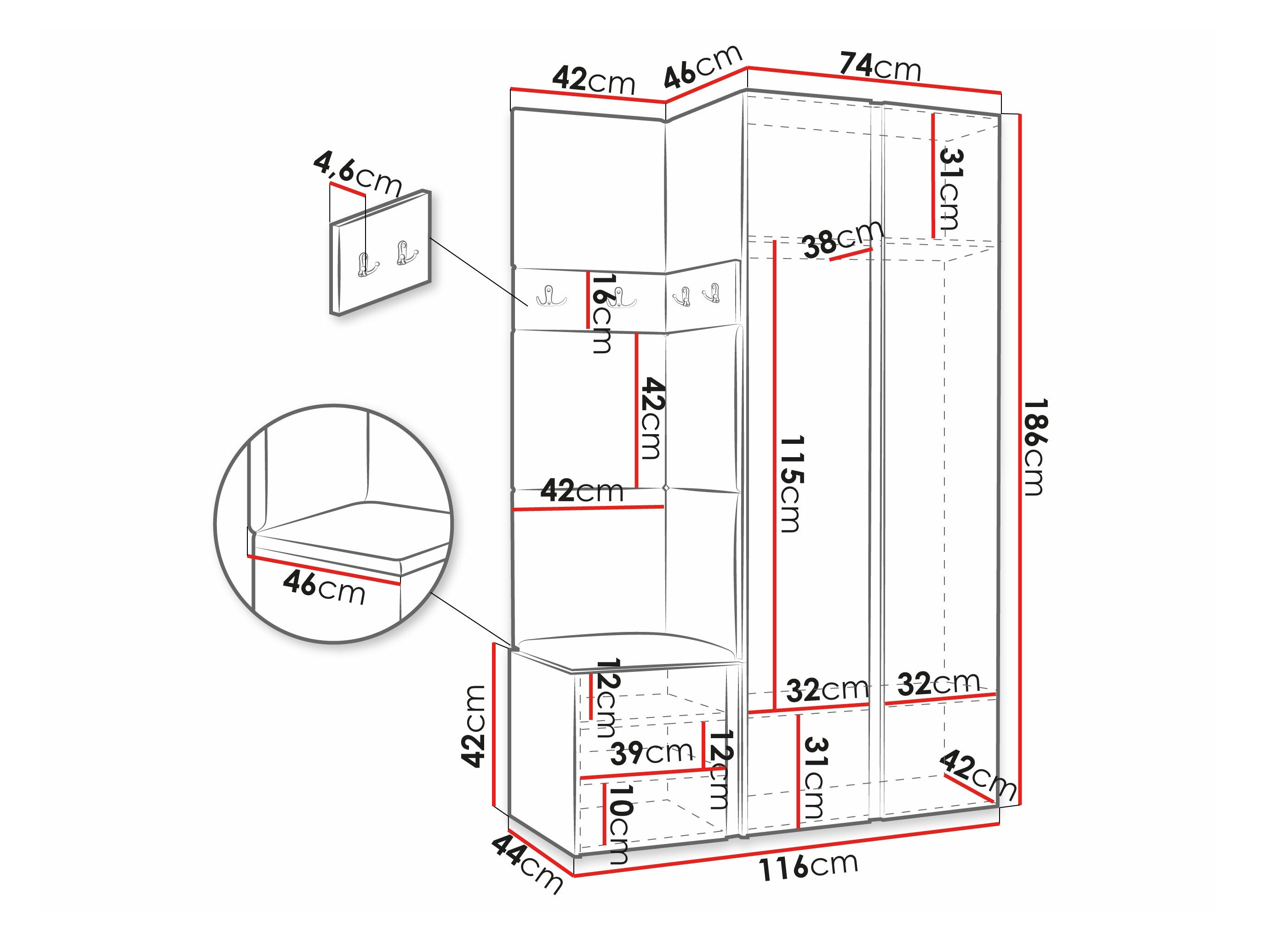 Set arredo da corridoio Pinis XXVI (Rovere Artisan + Nero)