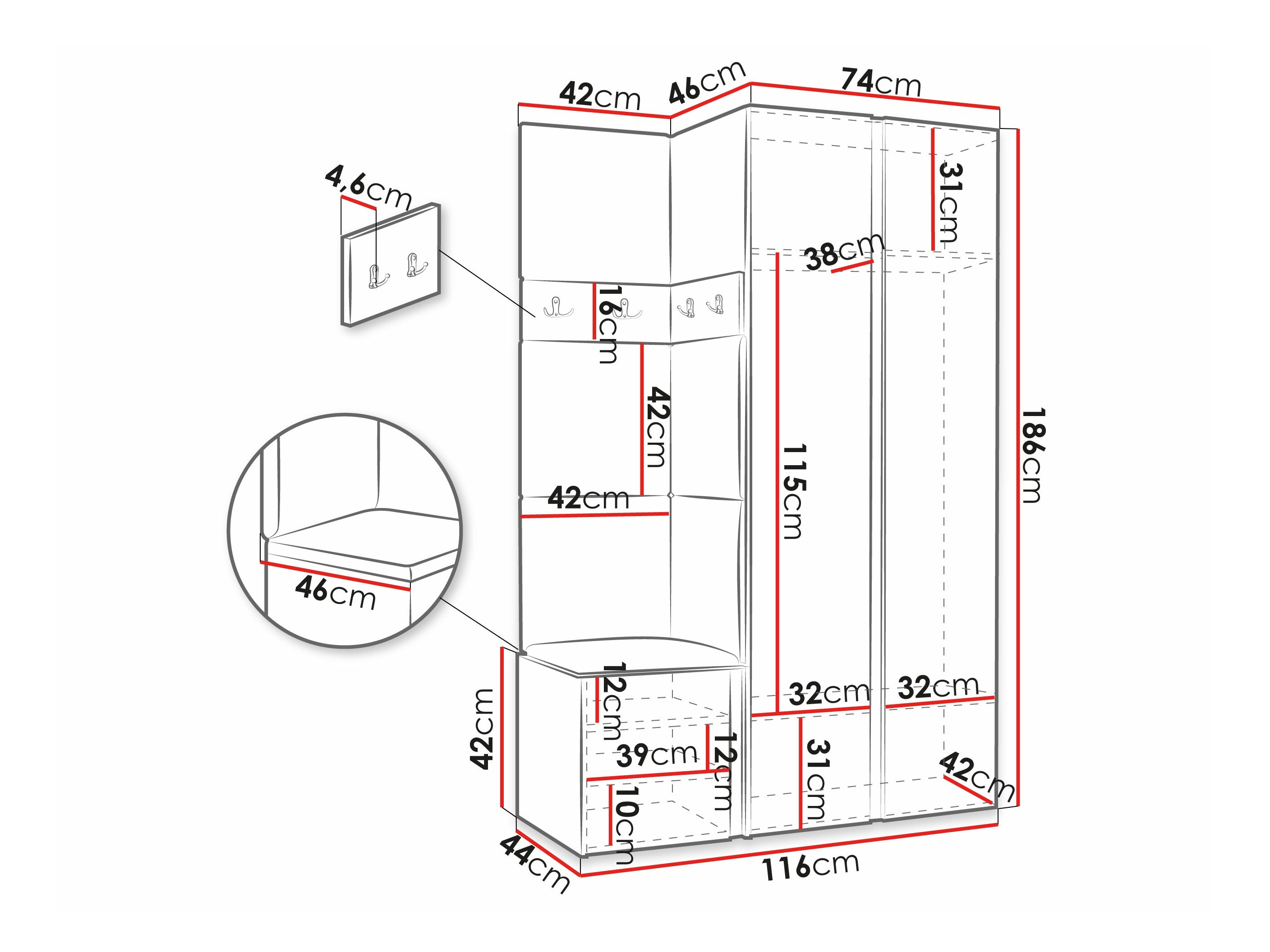 Set arredo da corridoio Pinis XXVI (Rovere Artisan + Nero)