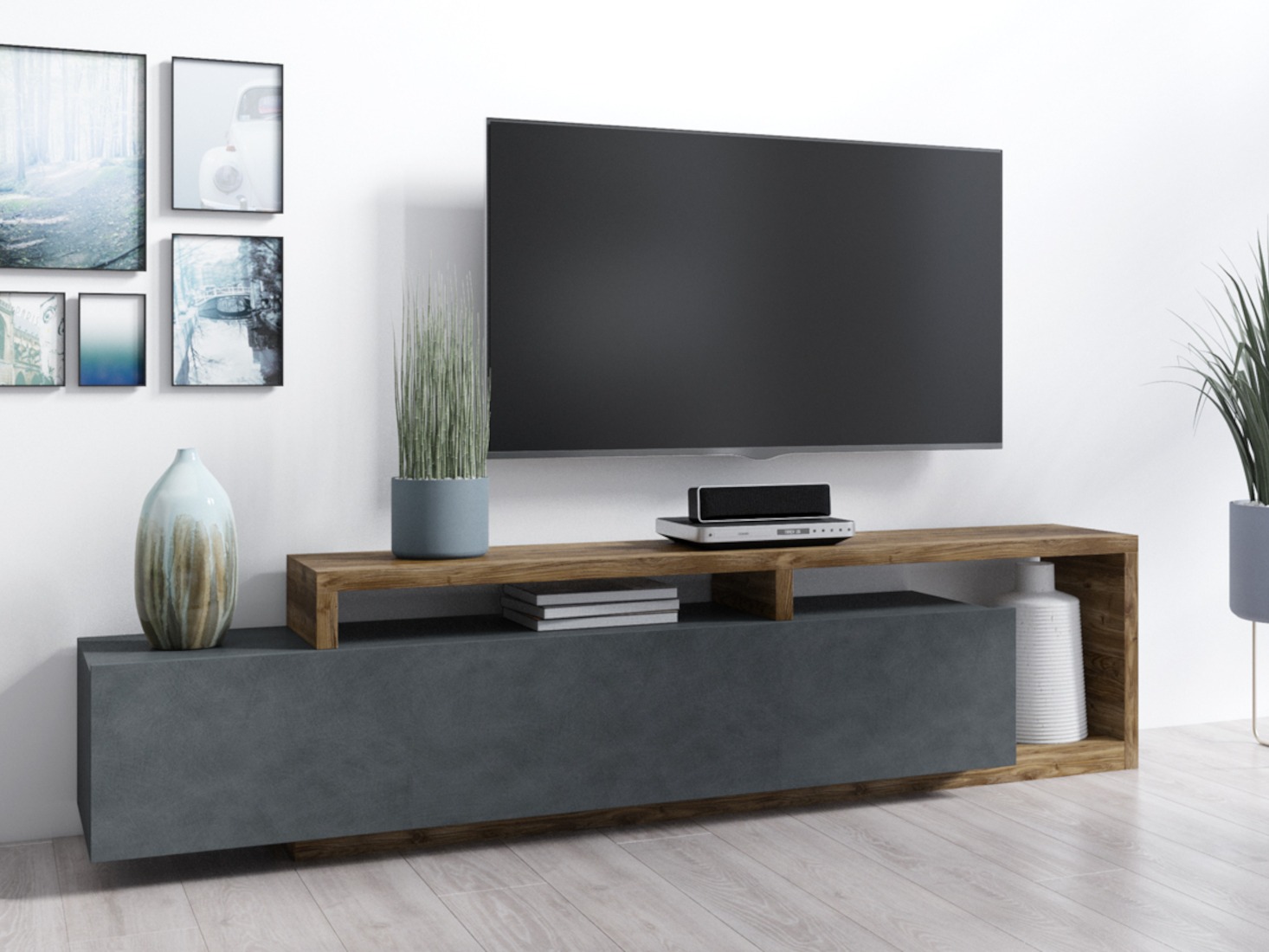 Mobile porta TV Lutiva 103 (Matera grigio + Abete scuro)