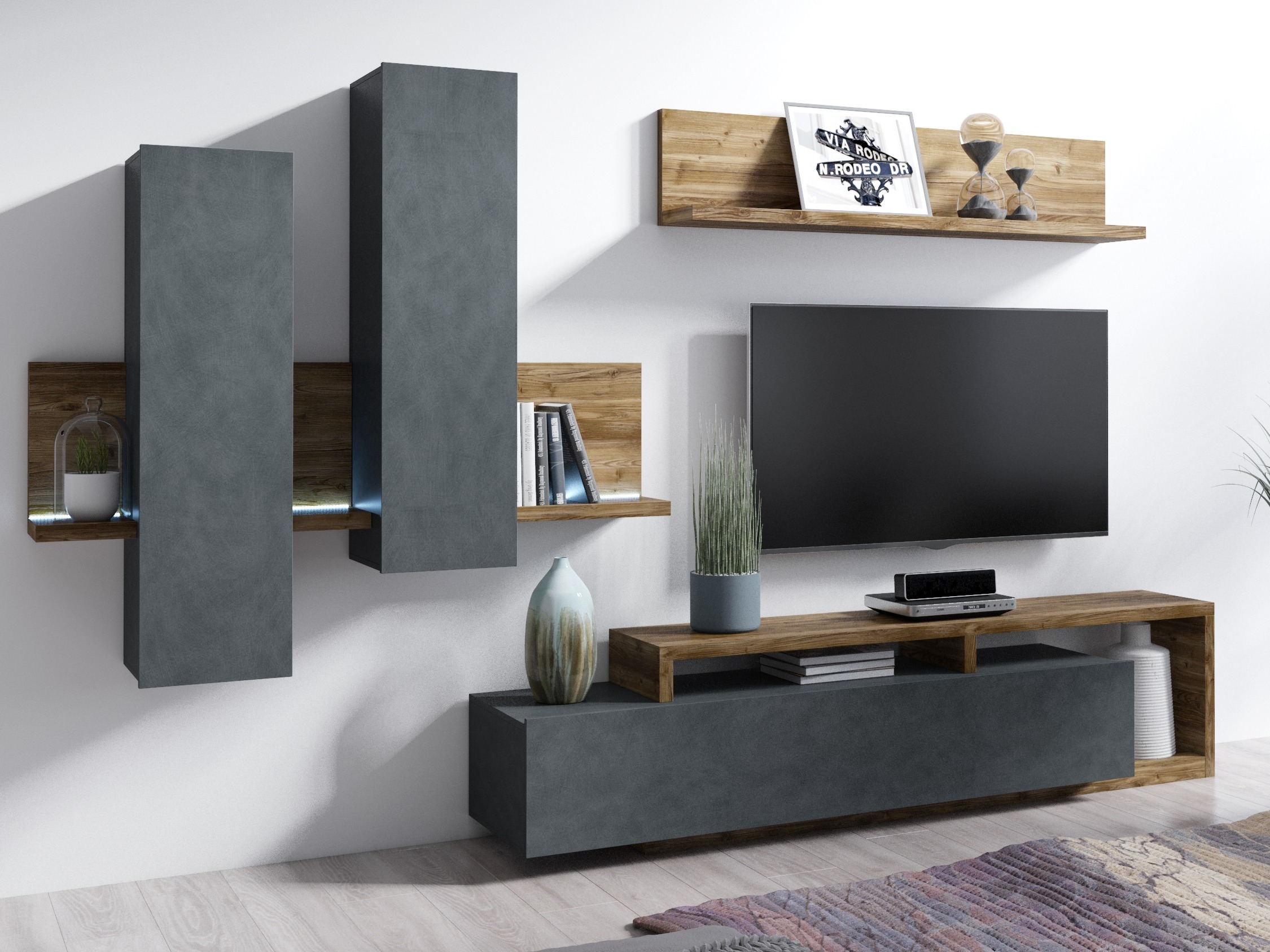 Mobile porta TV Lutiva 103 (Matera grigio + Abete scuro)