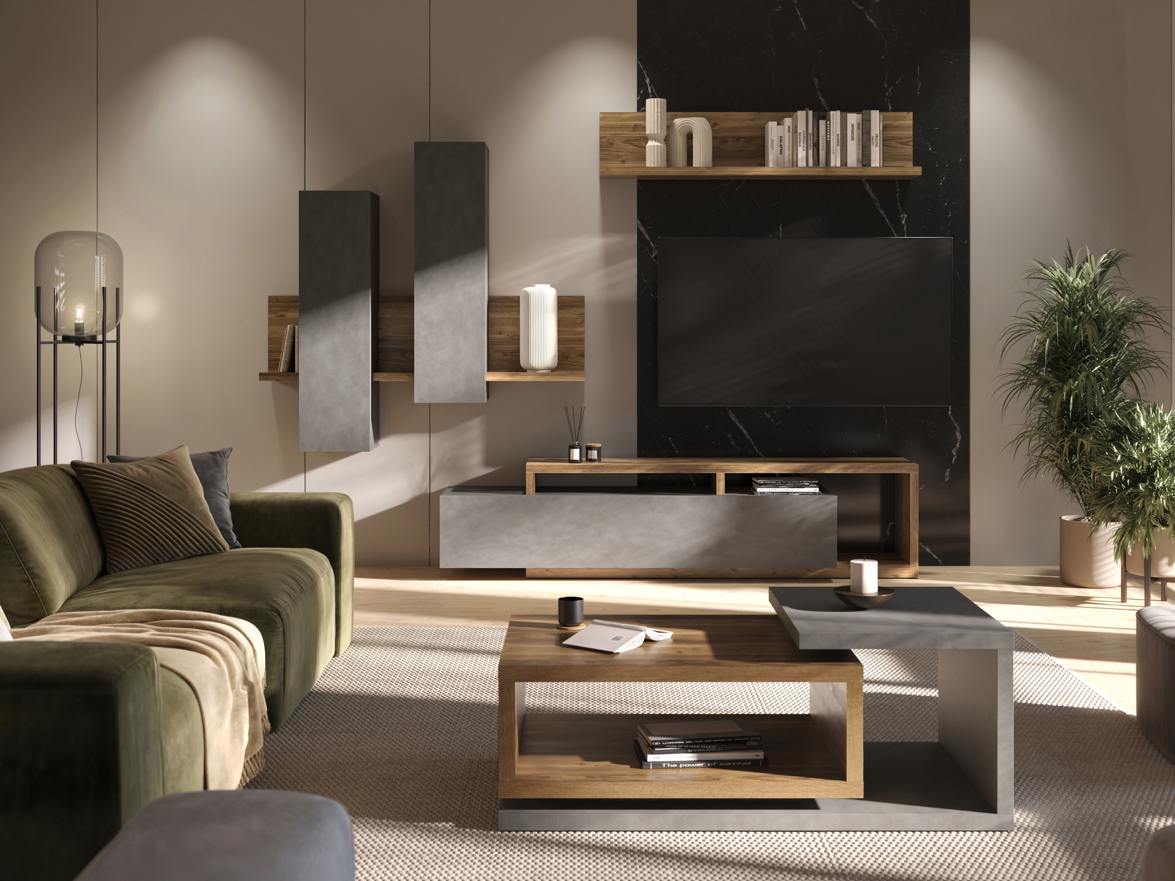 Mobile porta TV Lutiva 103 (Matera grigio + Abete scuro)