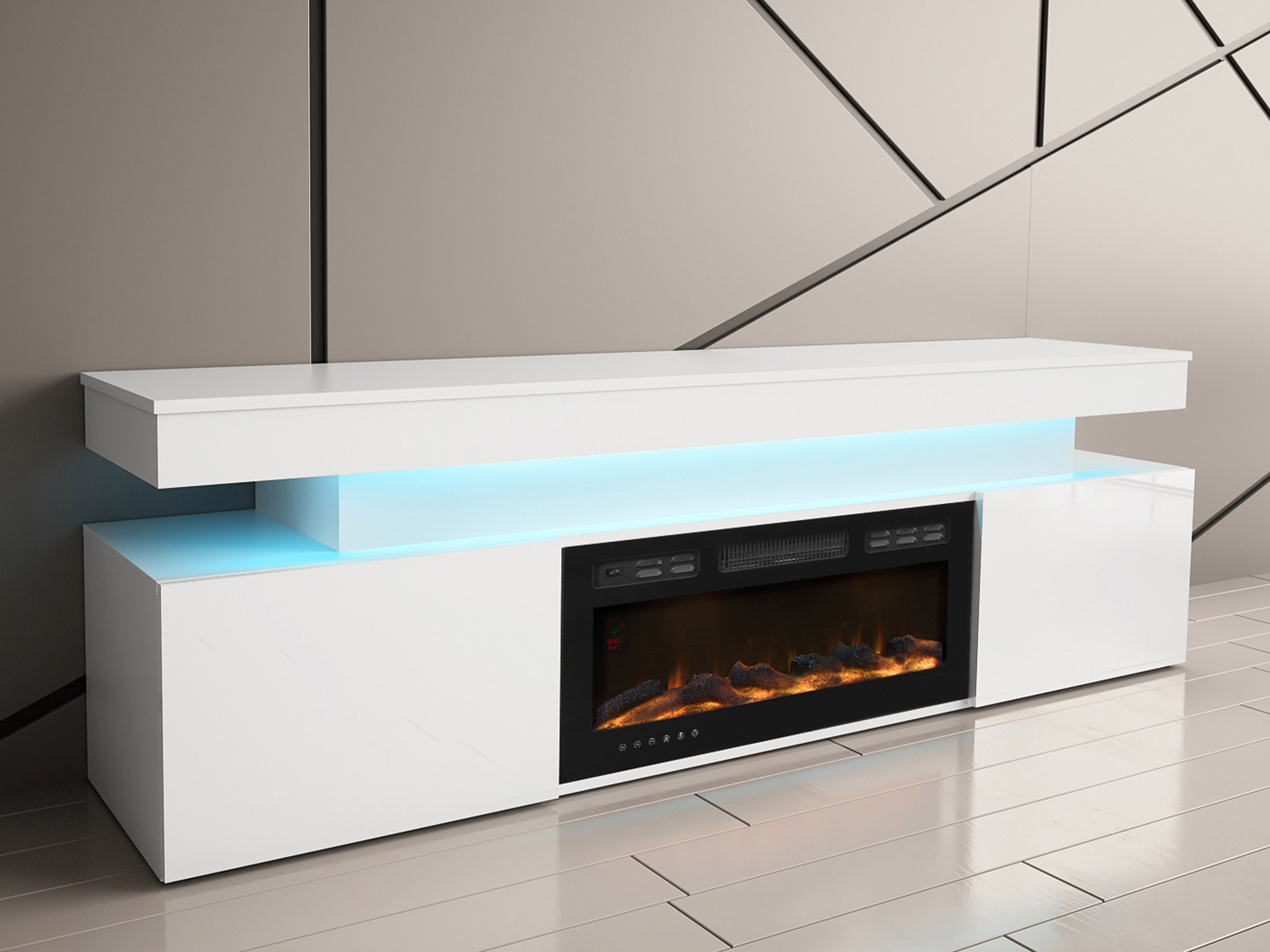 Mobile porta TV Monfero I (Bianco + Bianco lucido)