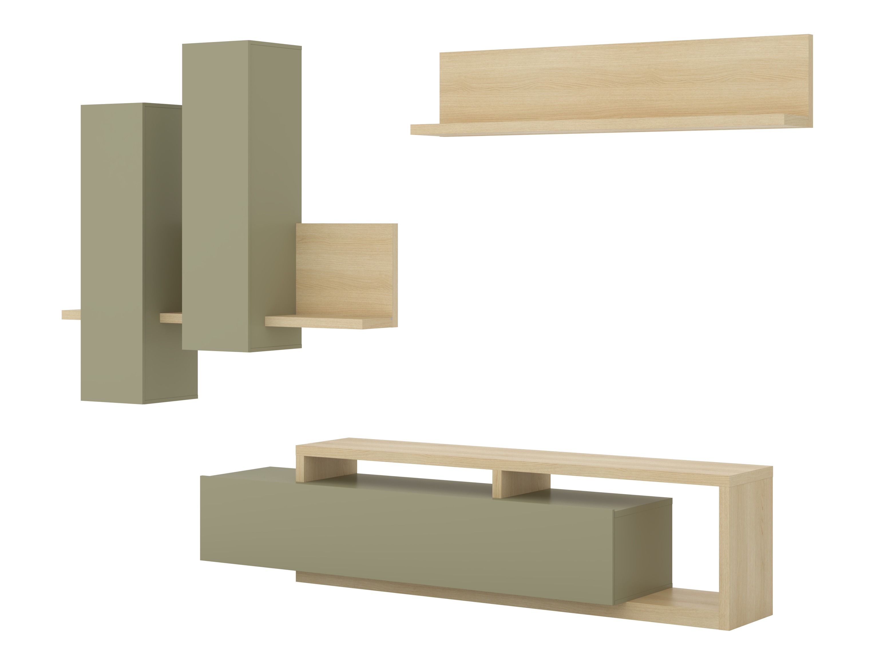 Parete attrezzata Lutiva 100 (Eucalipto + Quercia)