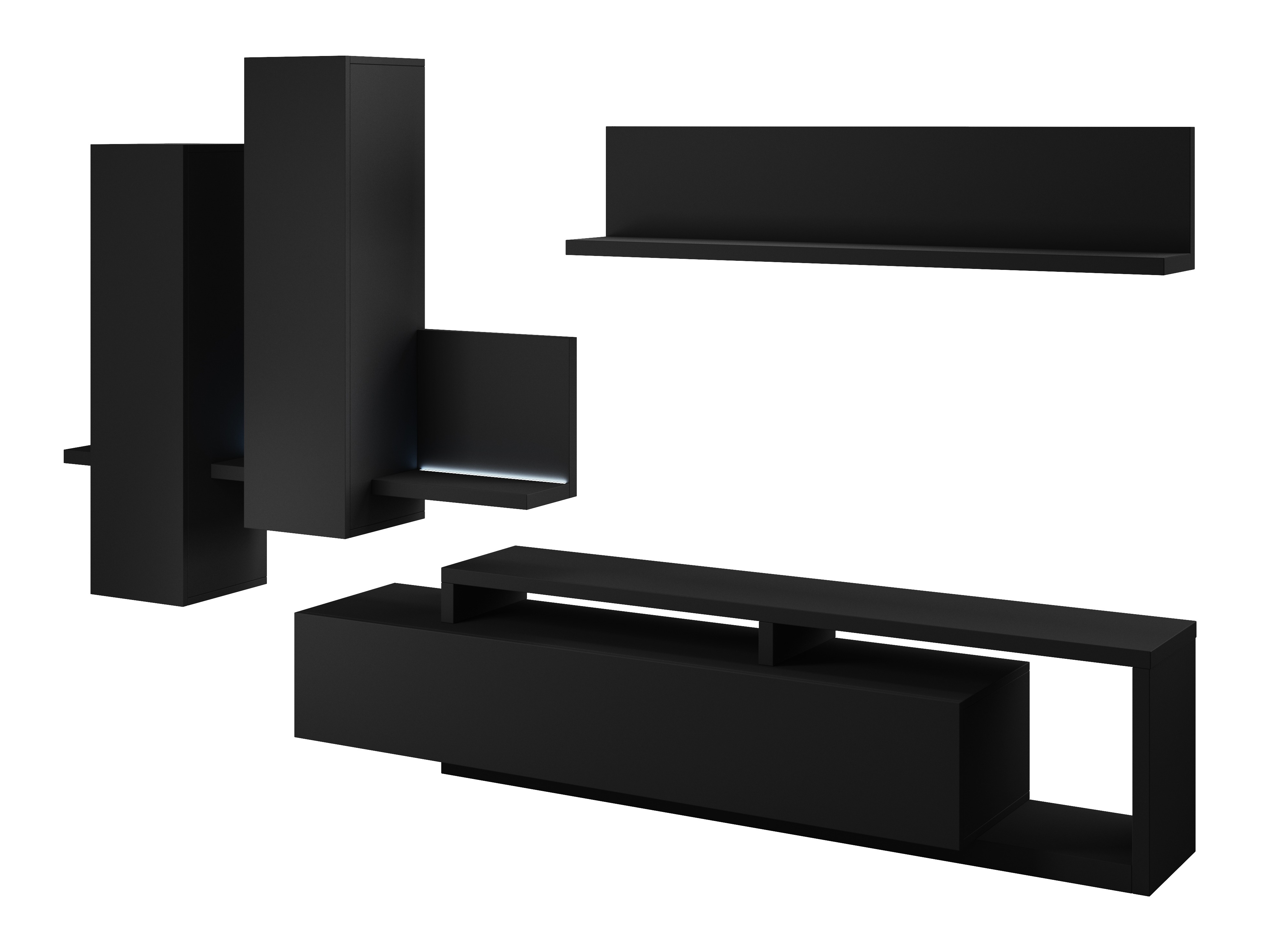 Parete attrezzata Lutiva 100 (Nero opaco)