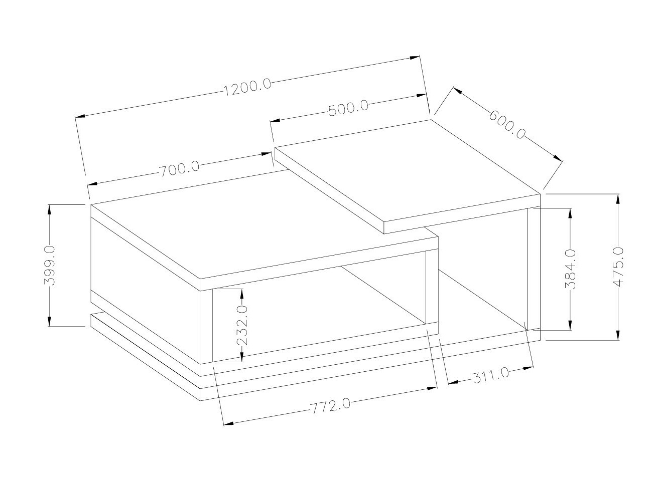 Tavolino da caffè Lutiva 104 (Matera grigio + Abete scuro)