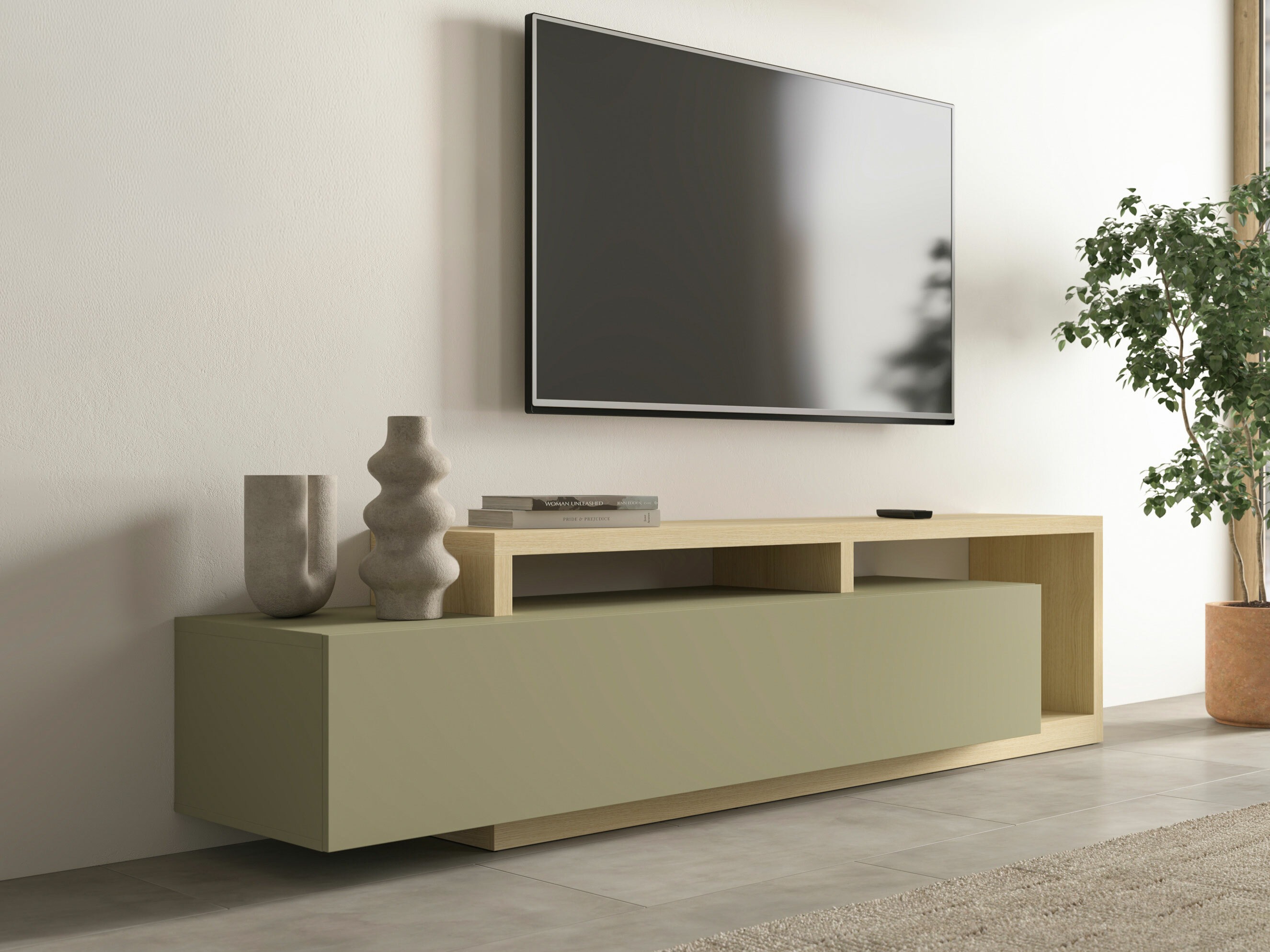 Mobile porta TV Lutiva 103 (Eucalipto + Quercia)