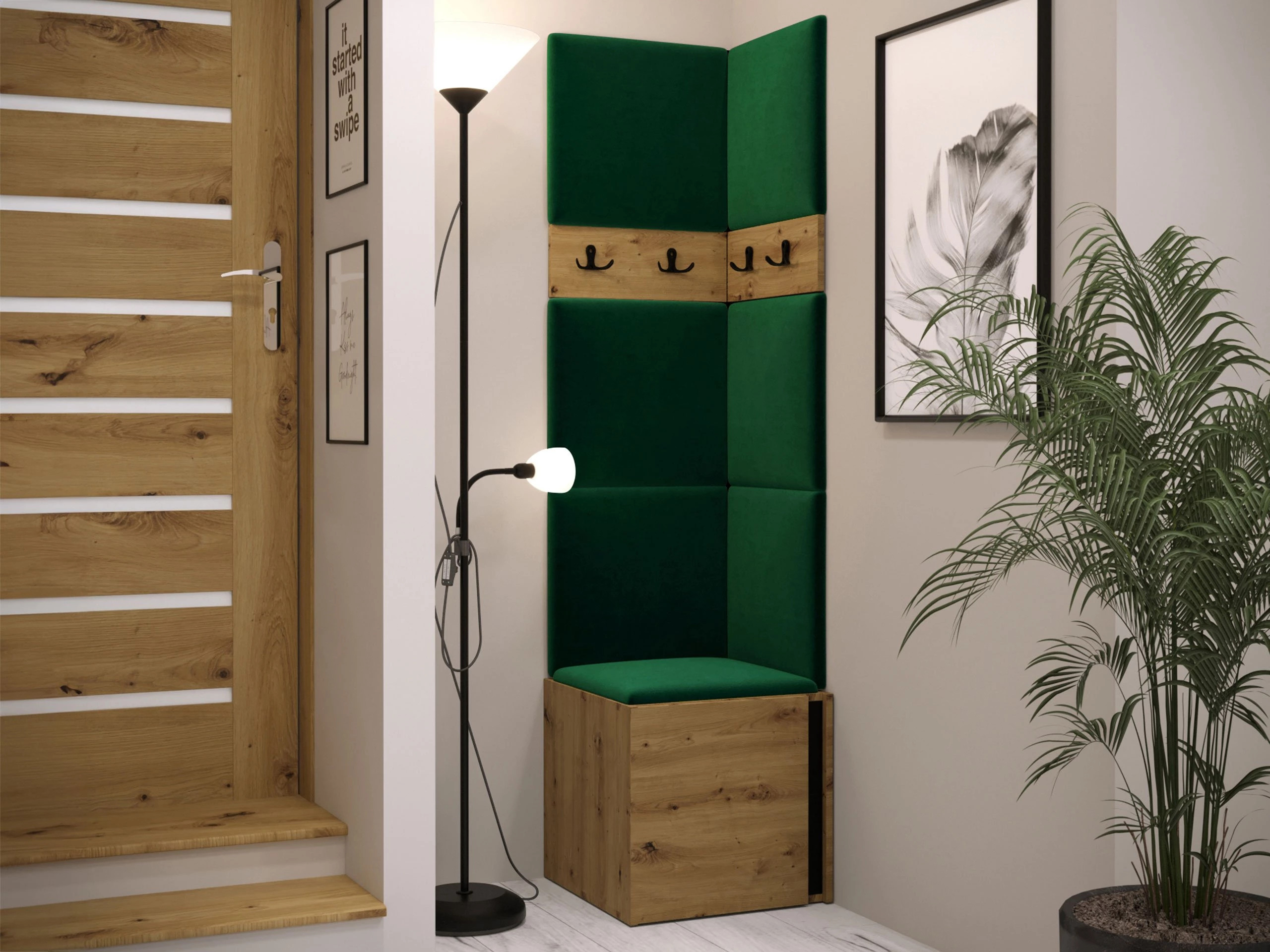 Set arredo da corridoio Pinis XXI (Rovere Artisan + Nero)