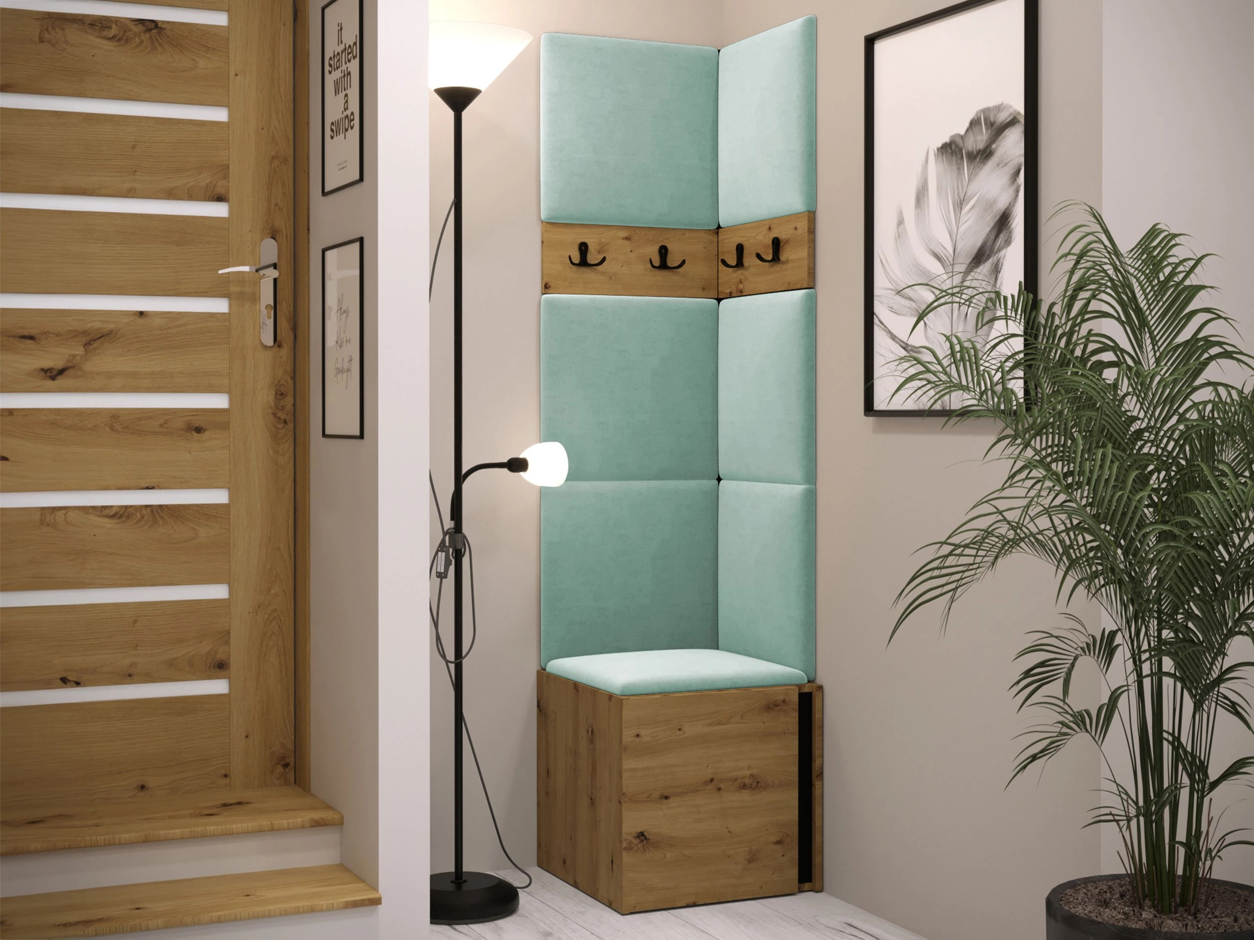 Set arredo da corridoio Pinis XXI (Rovere Artisan + Nero)
