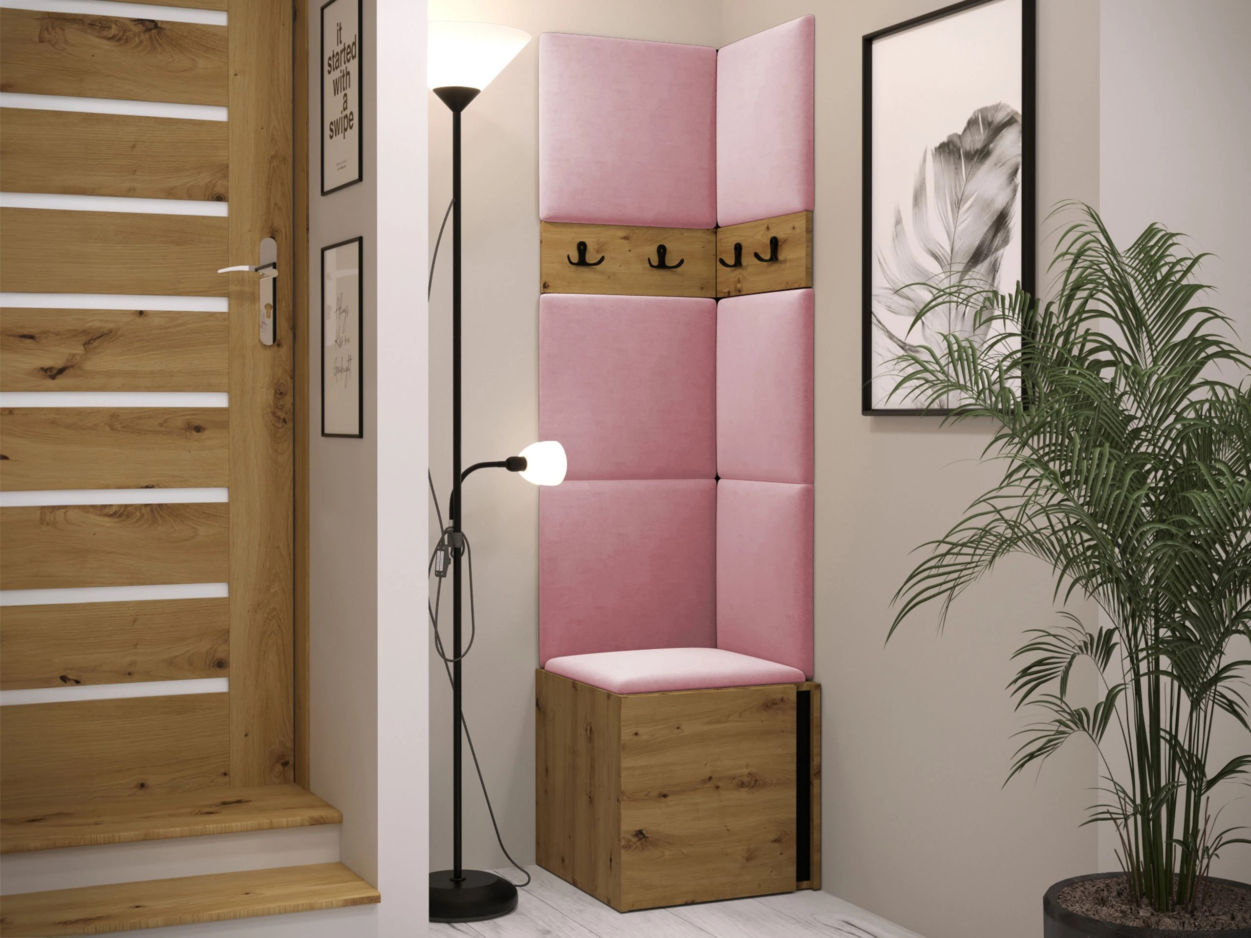 Set arredo da corridoio Pinis XXI (Rovere Artisan + Nero)