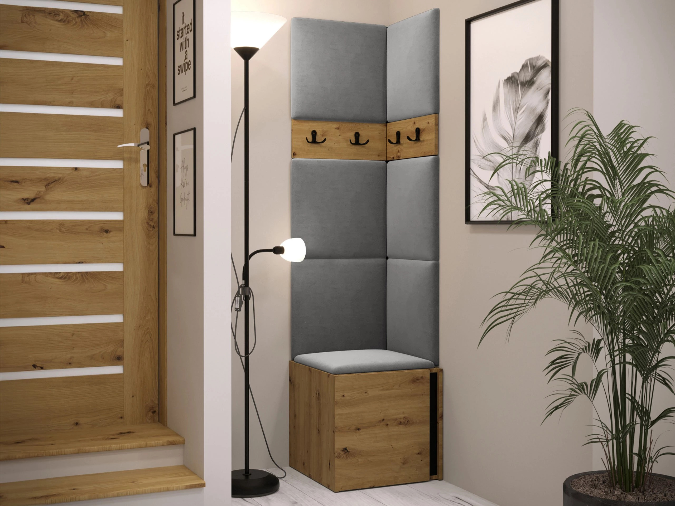 Set arredo da corridoio Pinis XXI (Rovere Artisan + Nero)