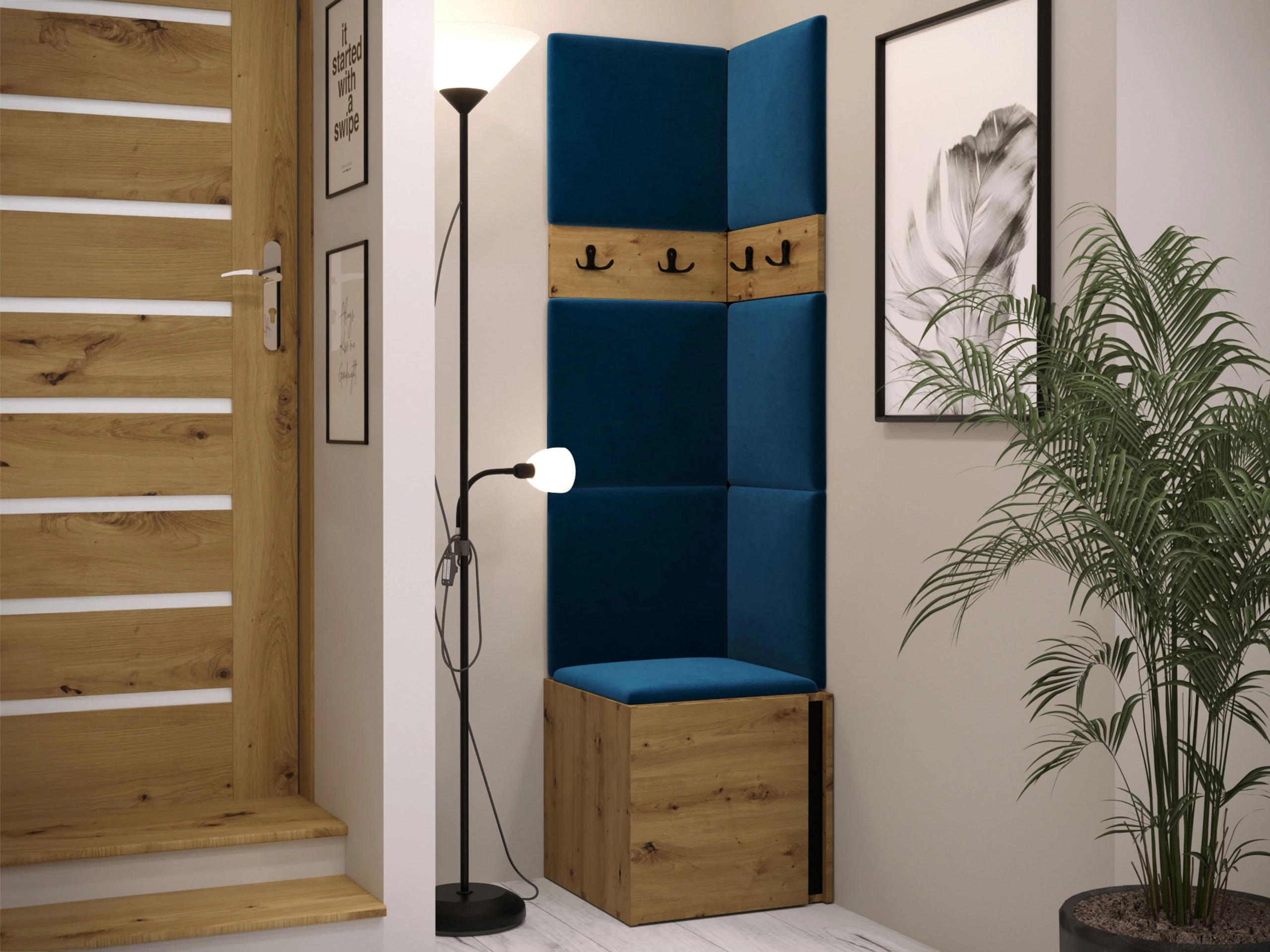 Set arredo da corridoio Pinis XXI (Rovere Artisan + Nero)