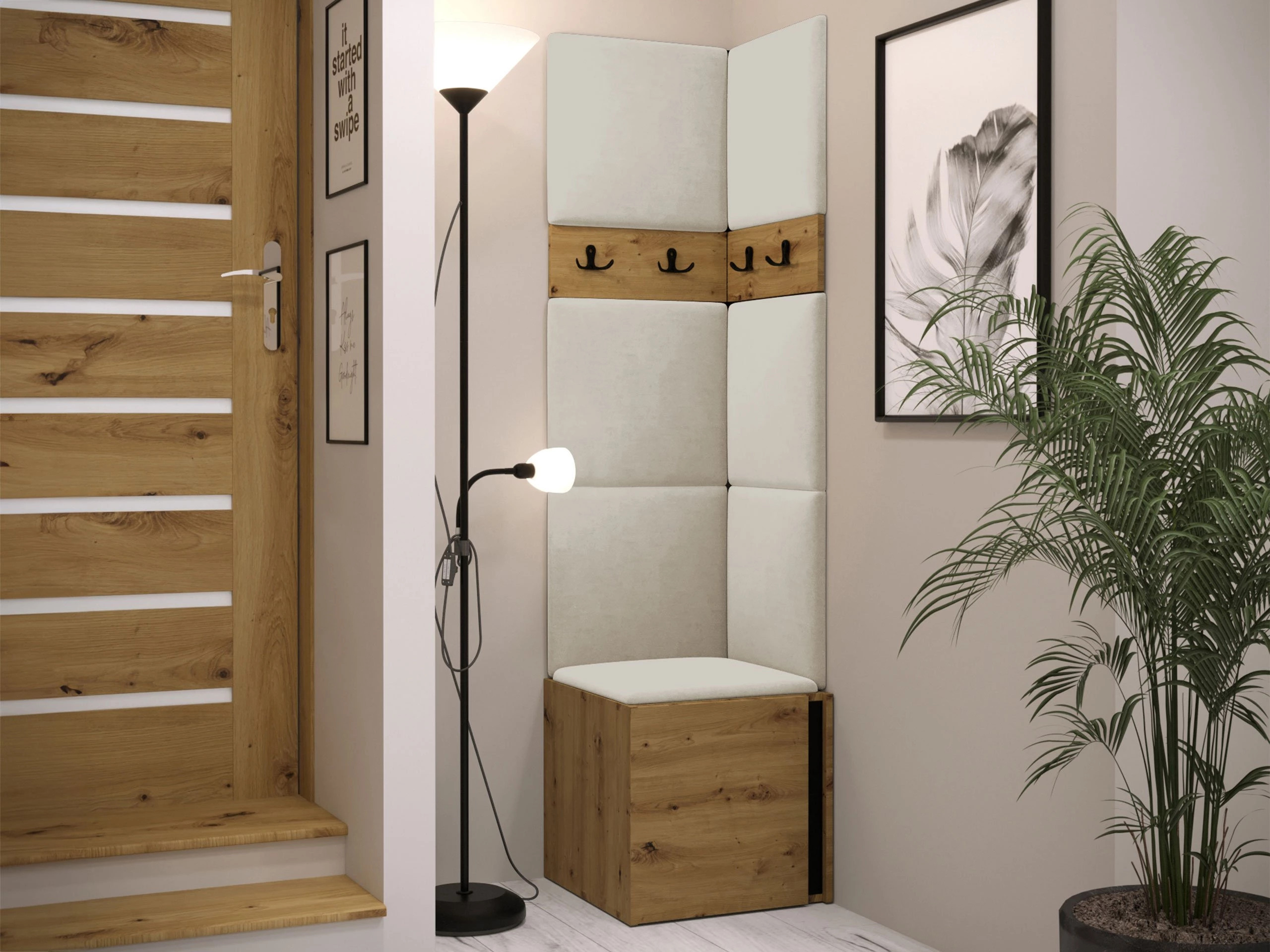 Set arredo da corridoio Pinis XXI (Rovere Artisan + Nero)