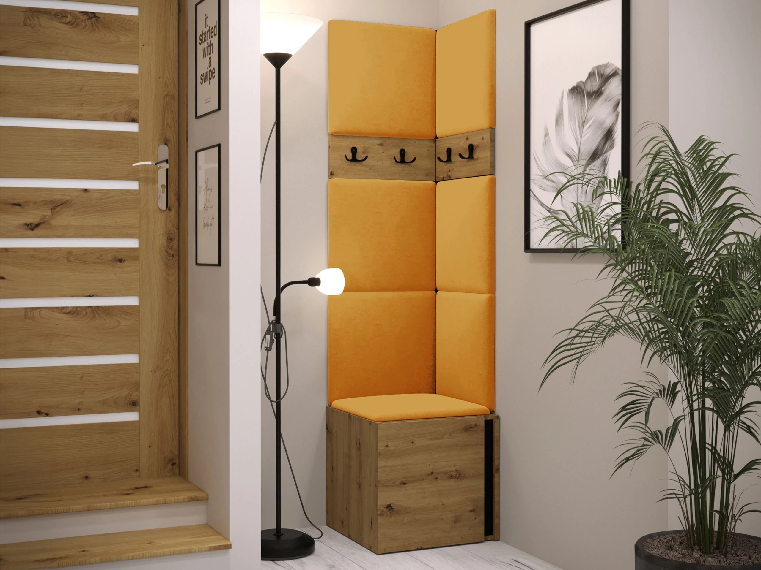 Set arredo da corridoio Pinis XXI (Rovere Artisan + Nero)
