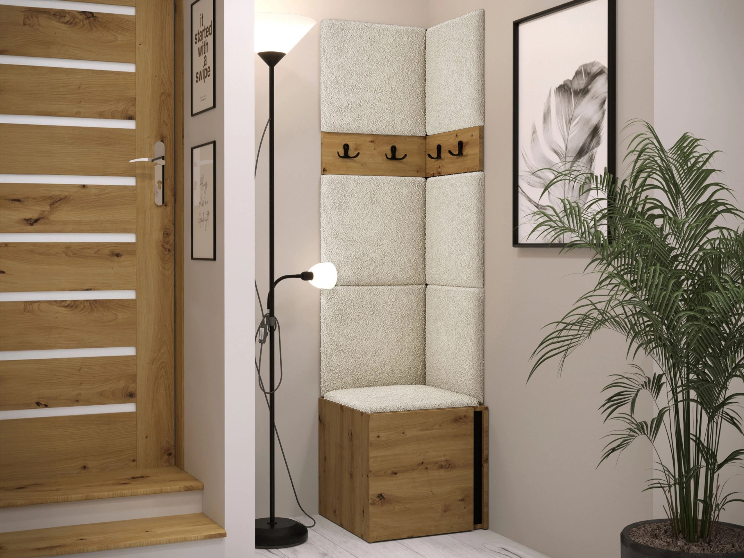 Set arredo da corridoio Pinis XXI (Rovere Artisan + Nero)