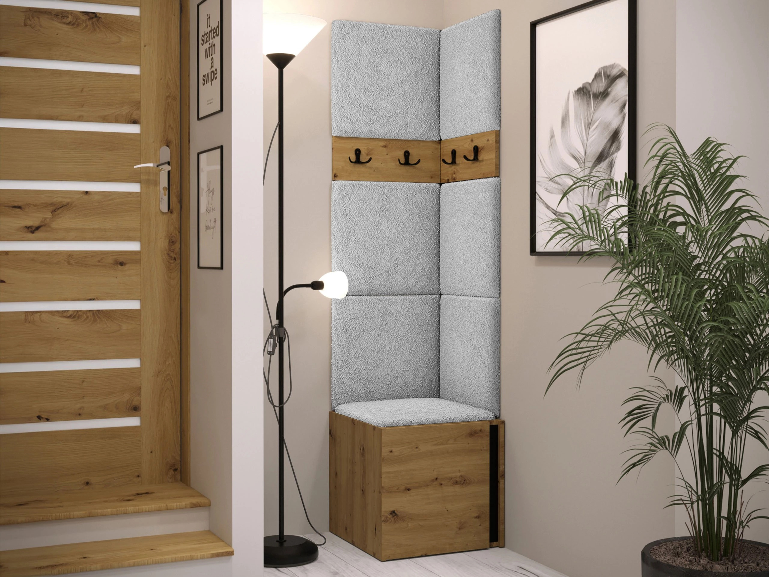 Set arredo da corridoio Pinis XXI (Rovere Artisan + Nero)