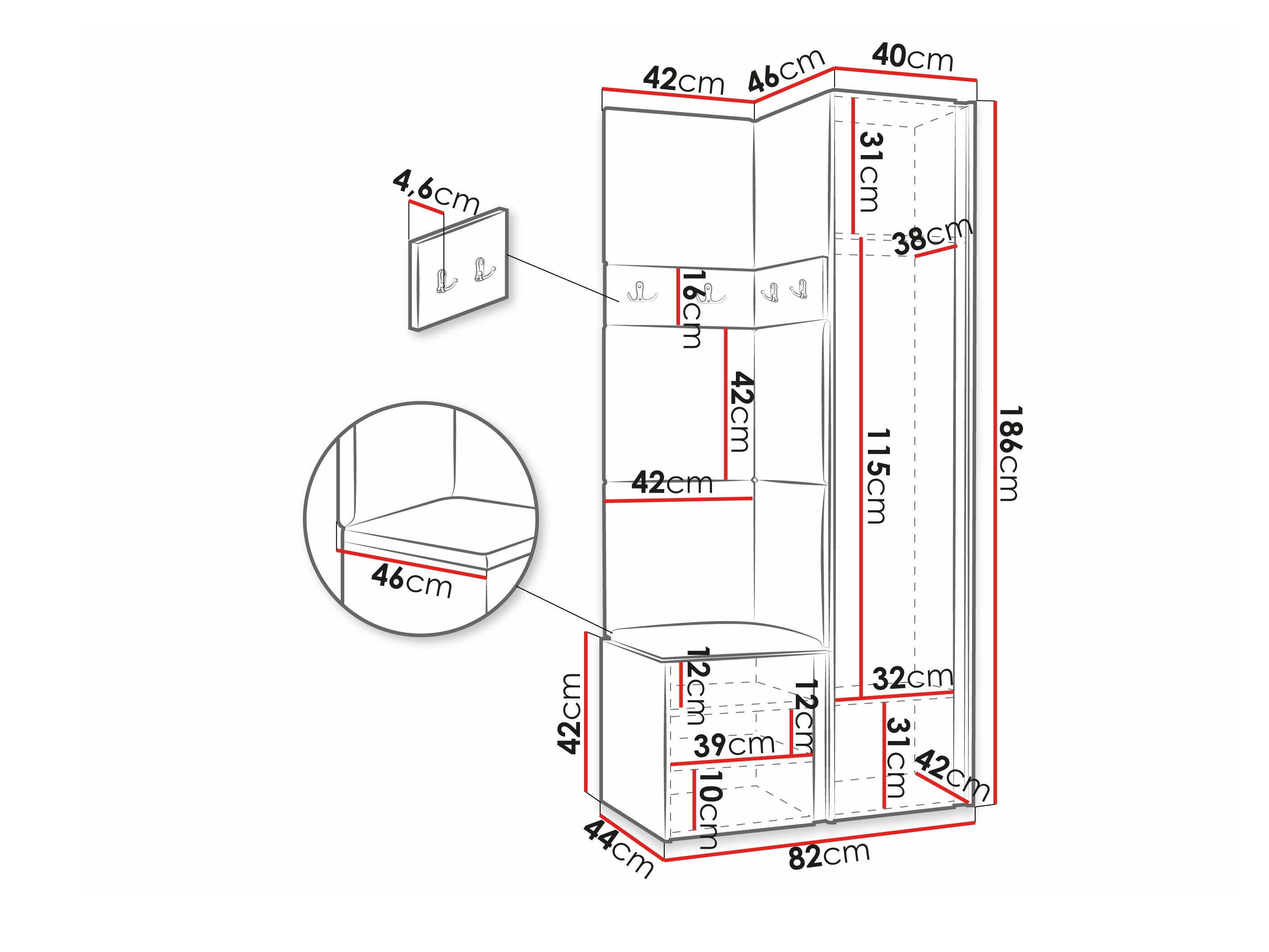 Set arredo da corridoio Pinis XXIV (Bianco)