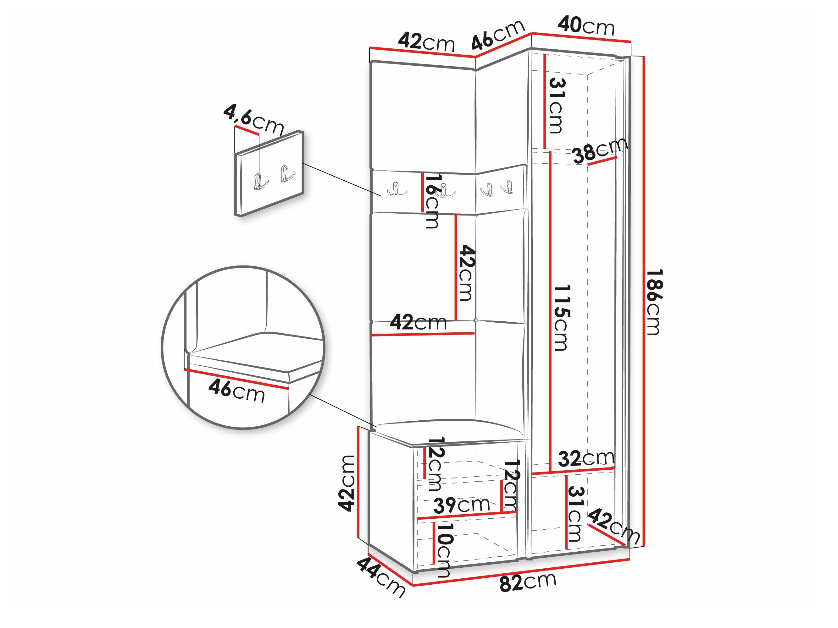 Set arredo da corridoio Pinis XXIV (Bianco)