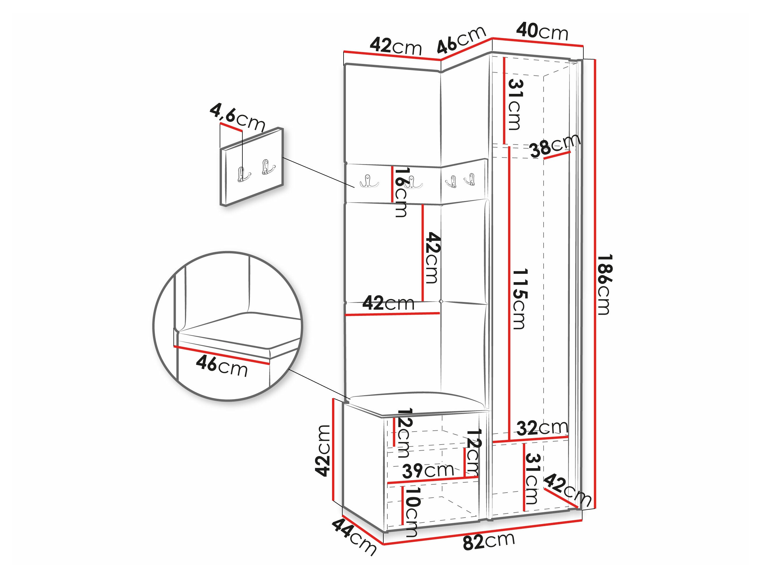 Set arredo da corridoio Pinis XXIV (Bianco)