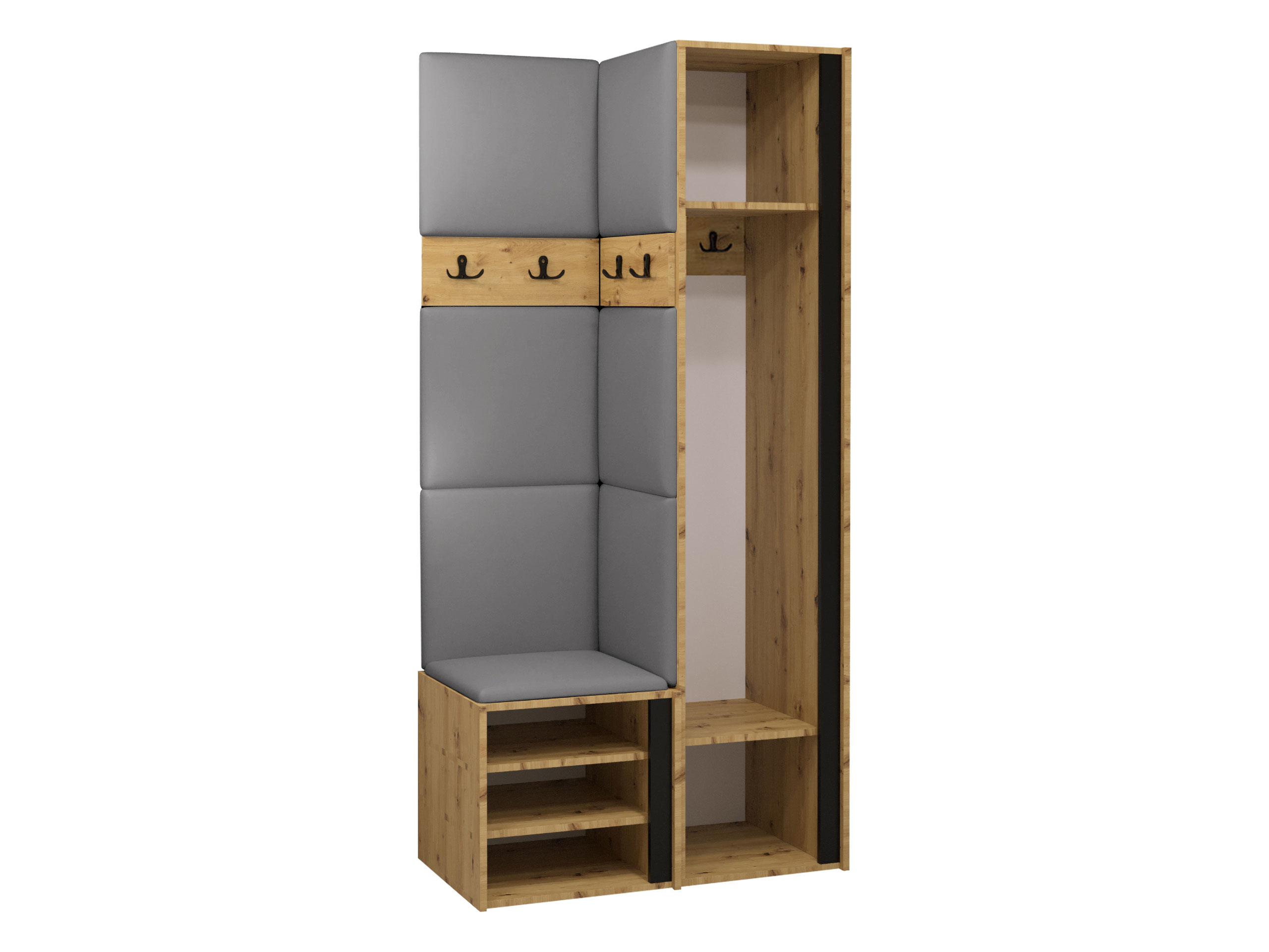 Set arredo da corridoio Pinis XXIV (Rovere Artisan + Nero)