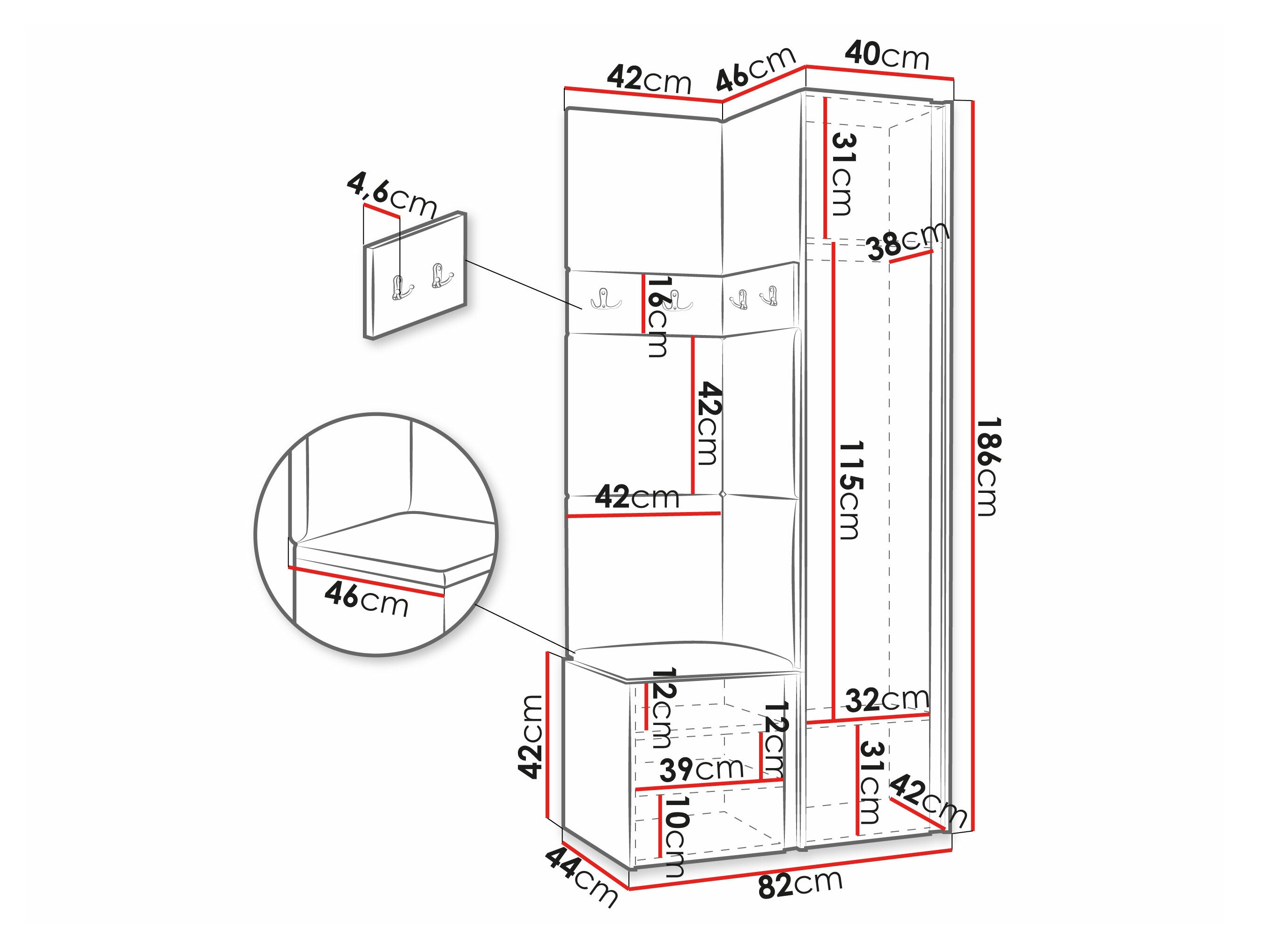 Set arredo da corridoio Pinis XXV (Bianco)