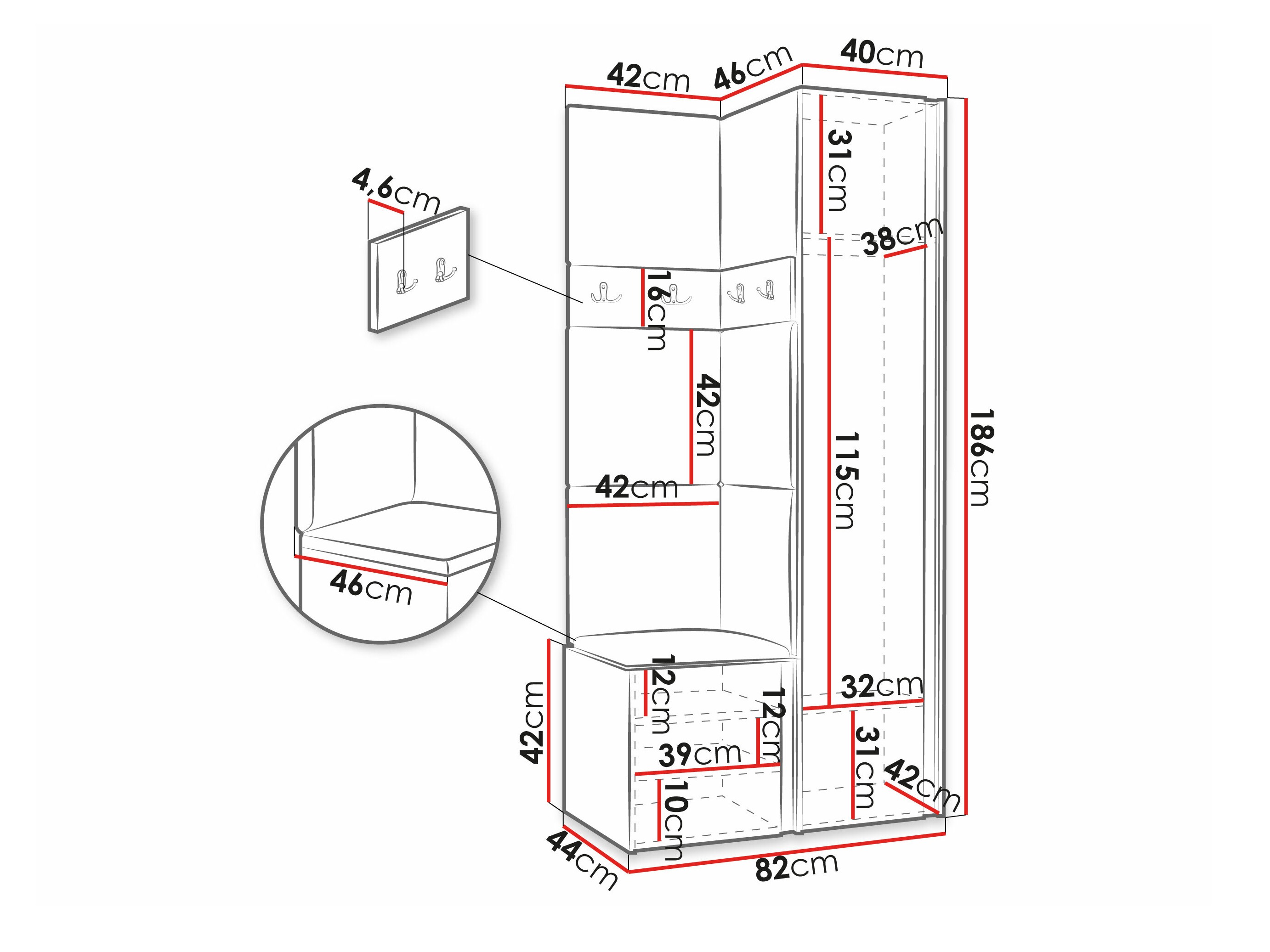 Set arredo da corridoio Pinis XXV (Bianco)
